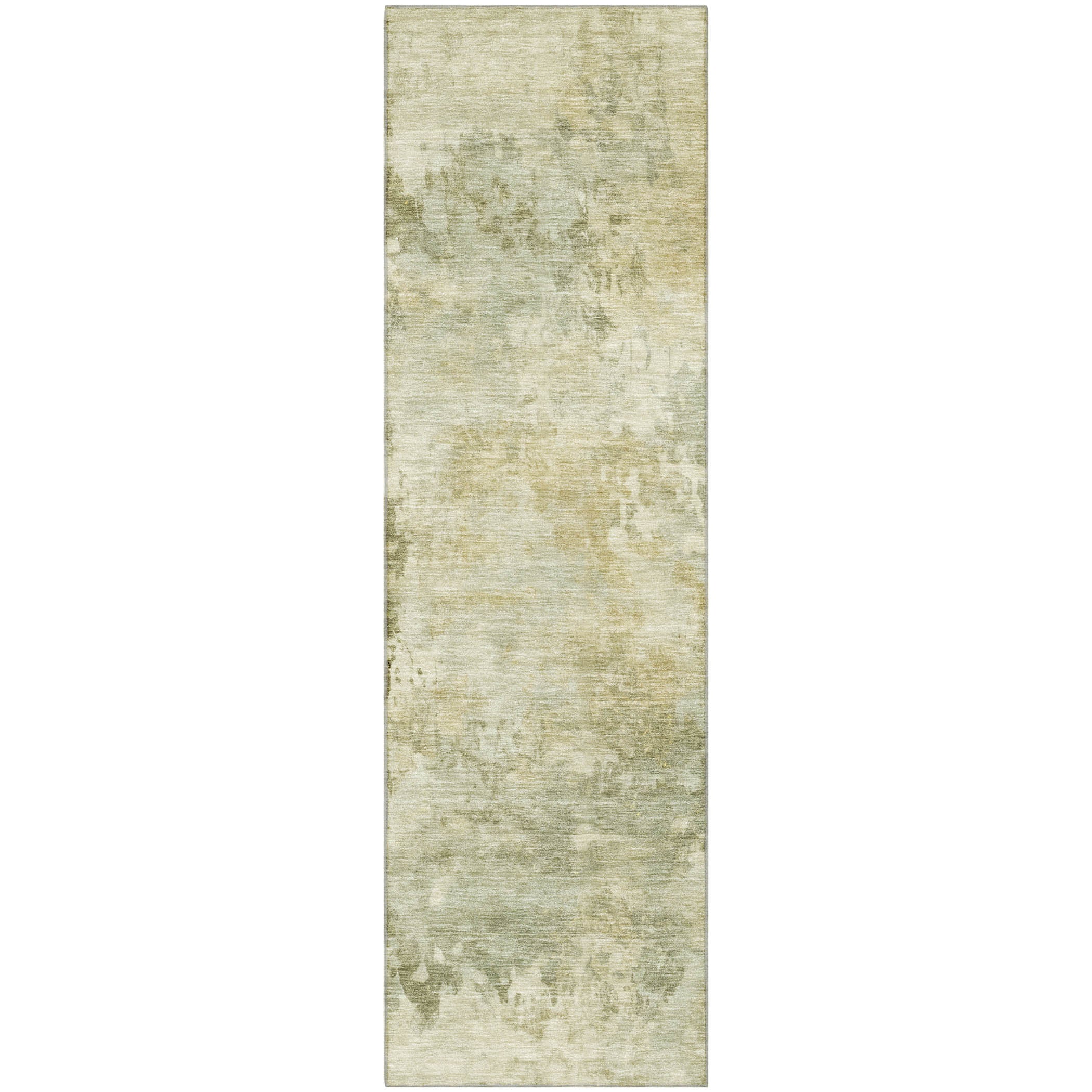 Santorini Machine Washable Transitional Sage Green Rug 2'3" x 7'6" #shape_Runner