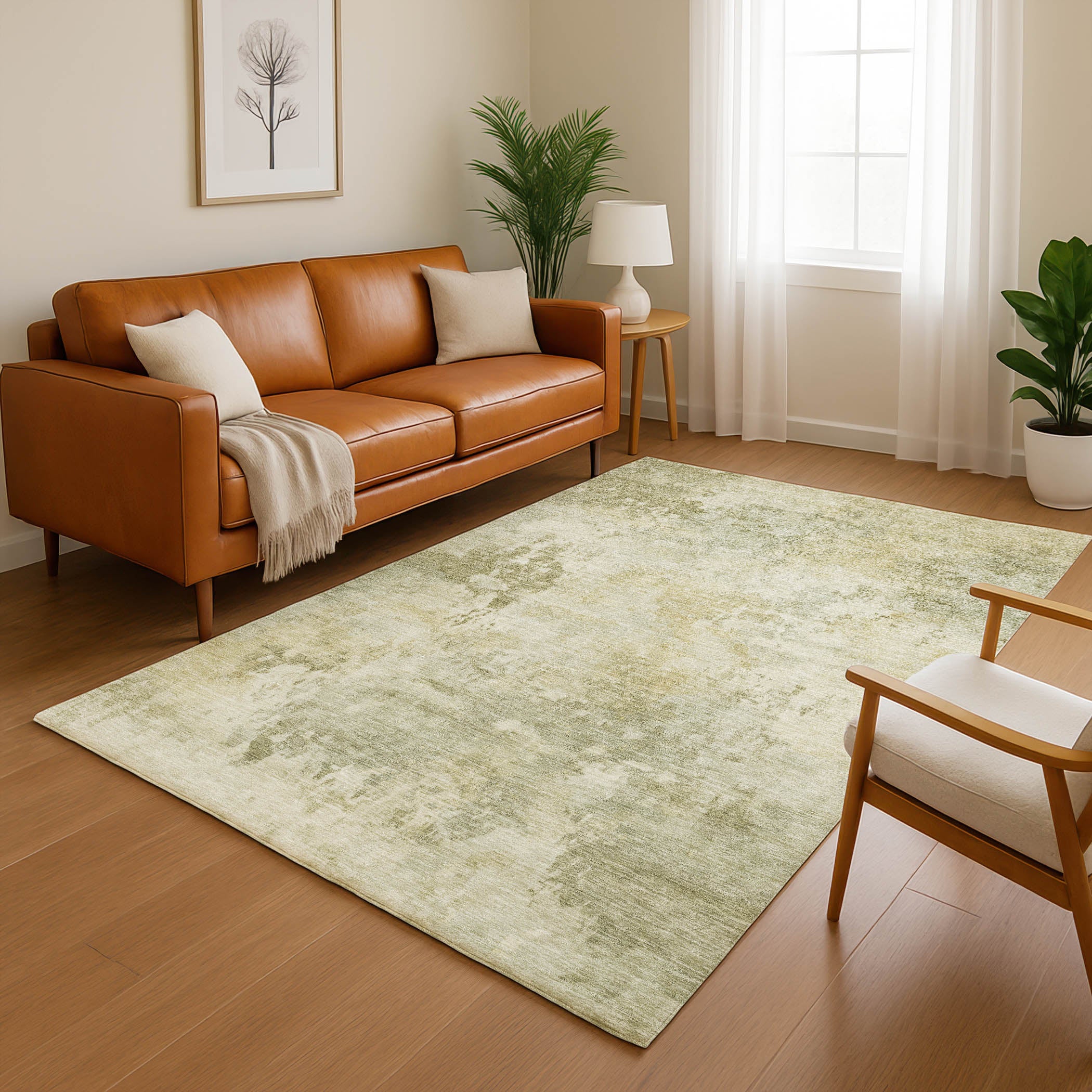 Santorini Machine Washable Transitional Sage Green Rug 2'6" x 3'10" #shape_Rectangle