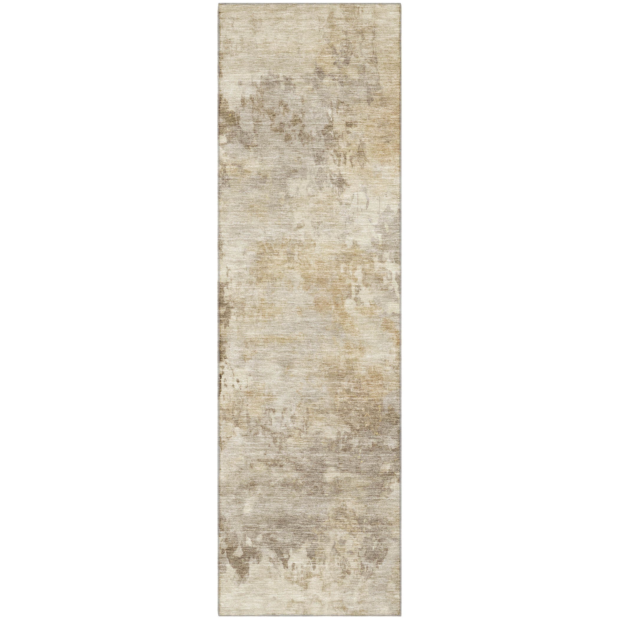 Santorini Machine Washable Transitional Tan Brown Rug 2'3" x 7'6" #shape_Runner
