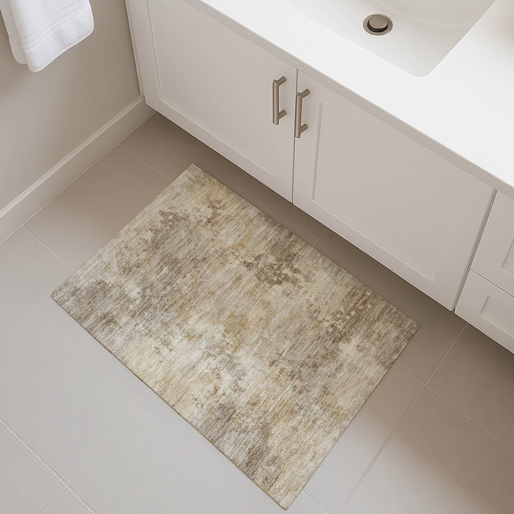 Santorini Machine Washable Transitional Tan Brown Rug 1'8" x 2'6" #shape_Rectangle