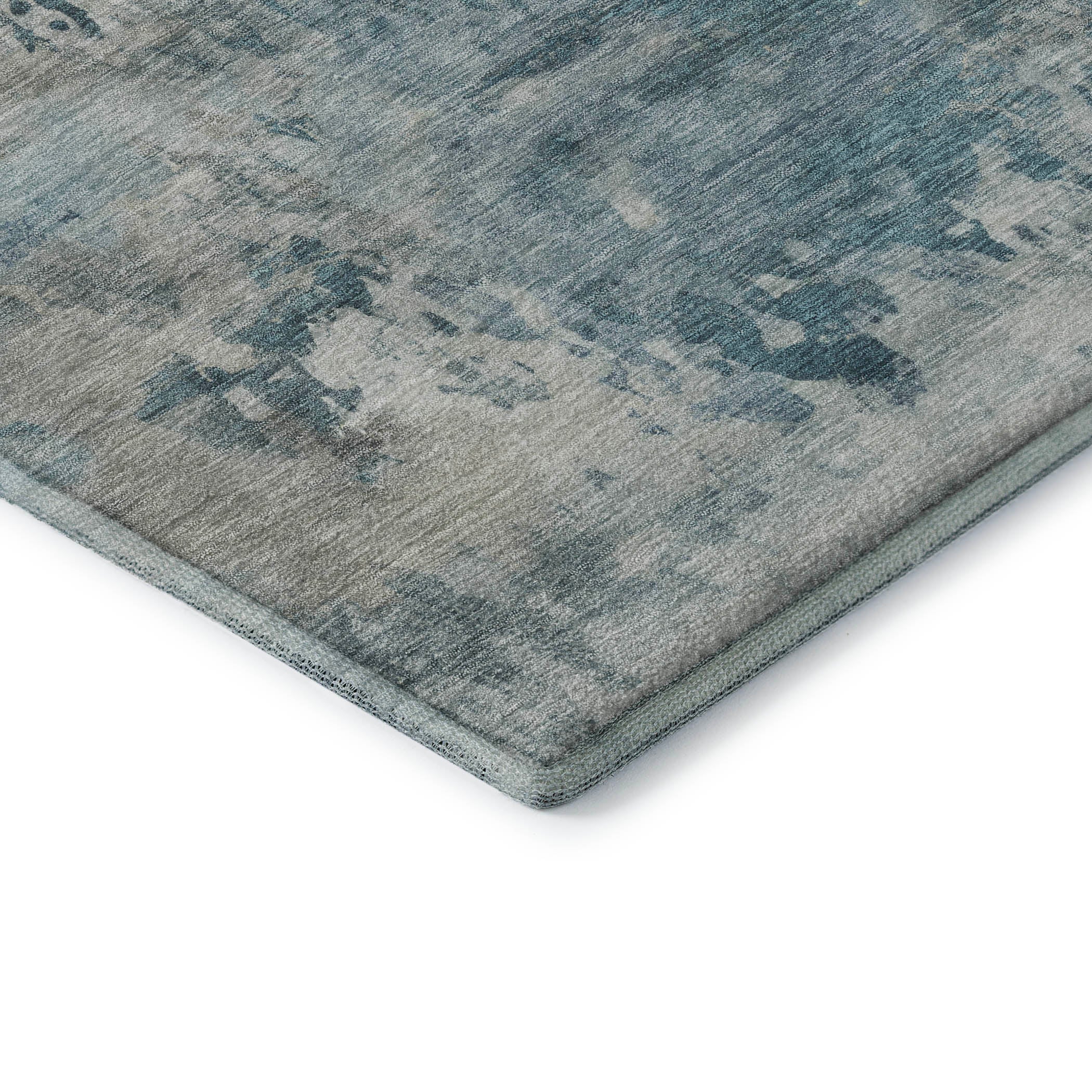 Santorini Machine Washable Transitional Teal Rug 1'8" x 2'6" #shape_Rectangle