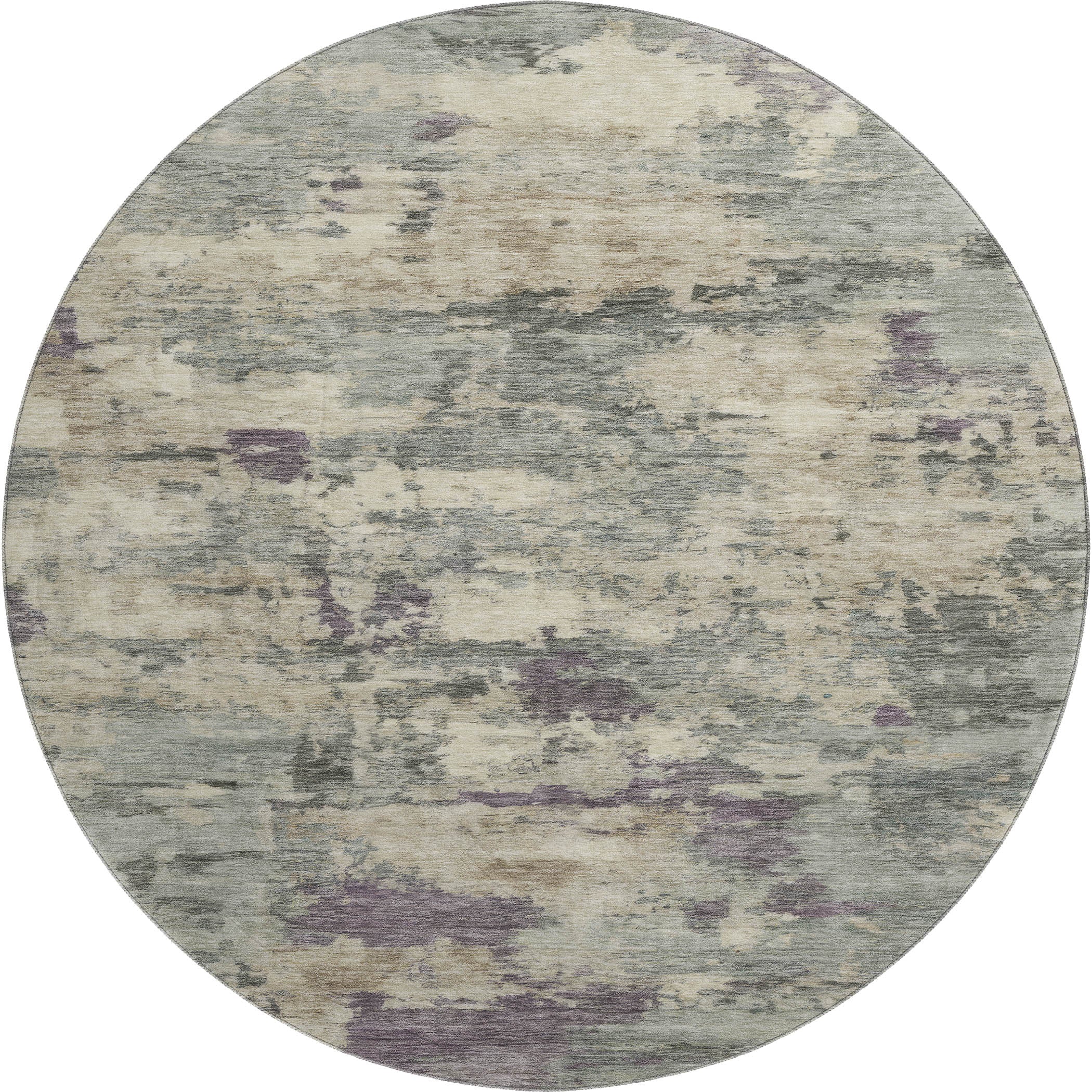 Cusco Machine Washable Transitional Sage Green Rug 8' x 8' #shape_Round
