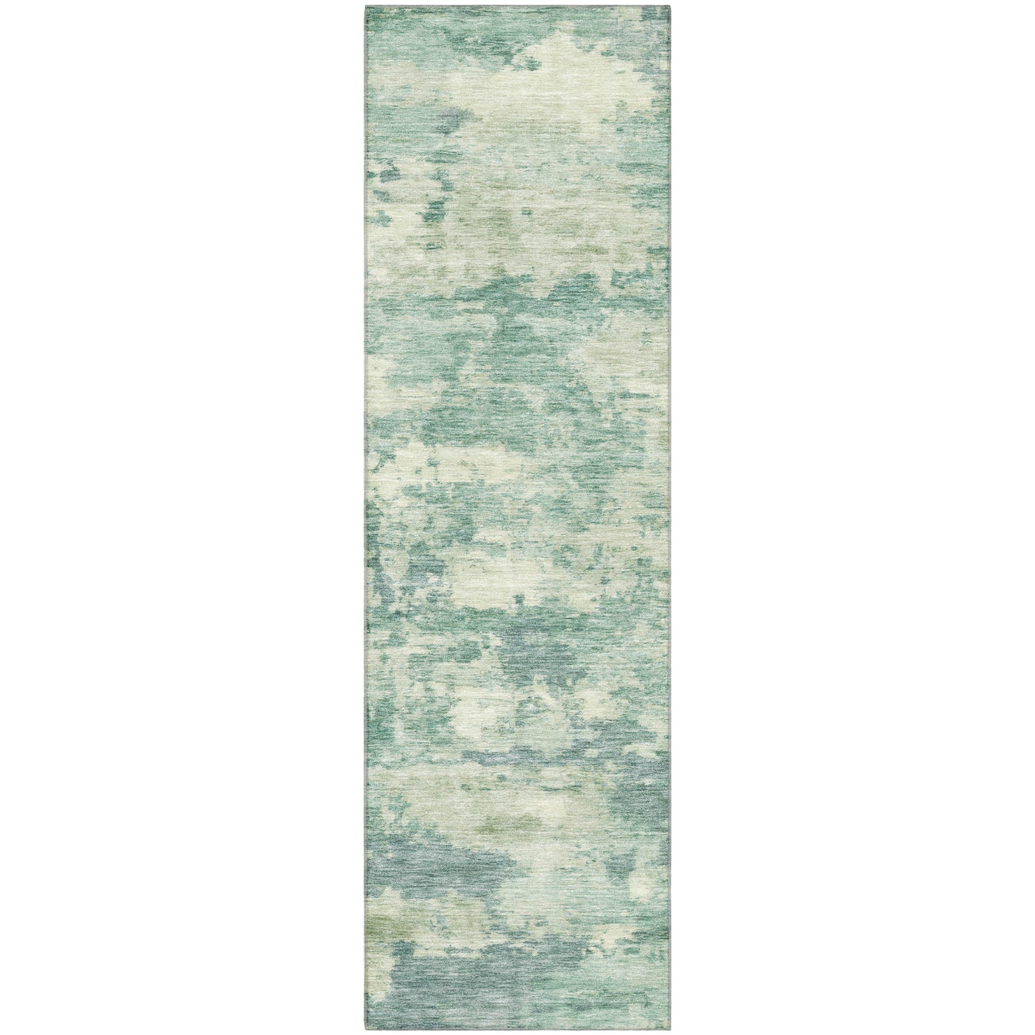 Cusco Machine Washable Transitional Teal Rug 2'3" x 7'6" #shape_Runner