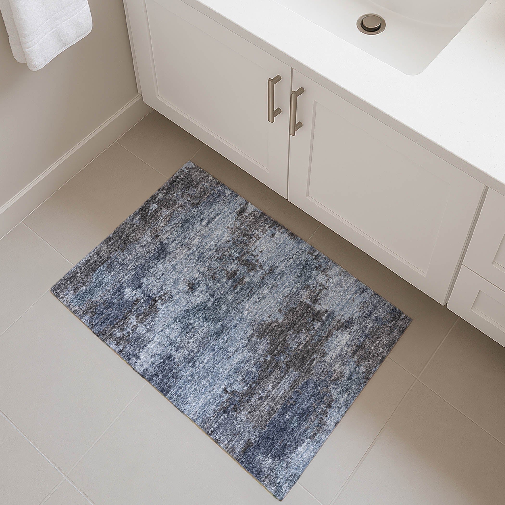 Seoul Machine Washable Transitional Blue Rug 1'8" x 2'6" #shape_Rectangle