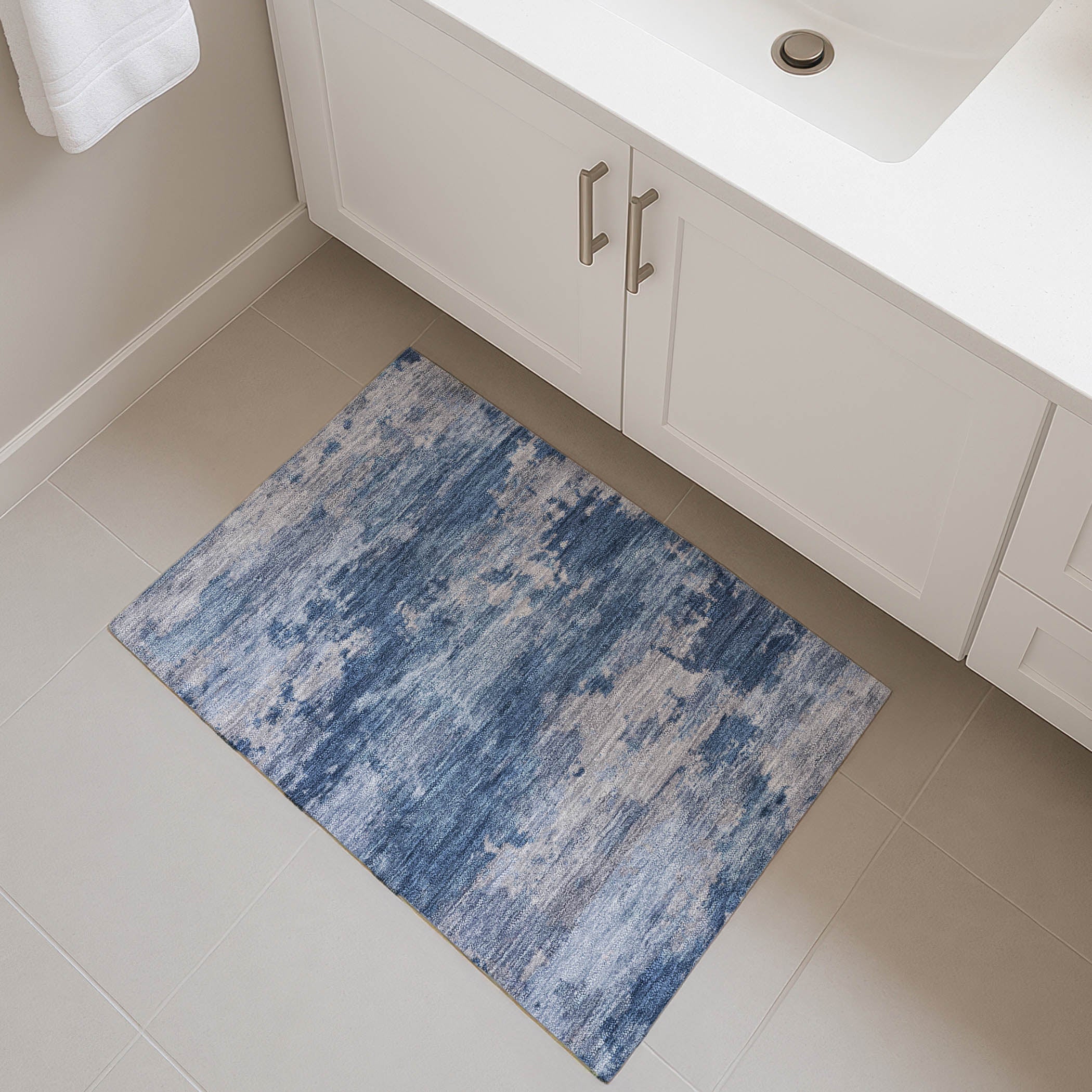 Seoul Machine Washable Transitional Navy Blue Rug 1'8" x 2'6" #shape_Rectangle
