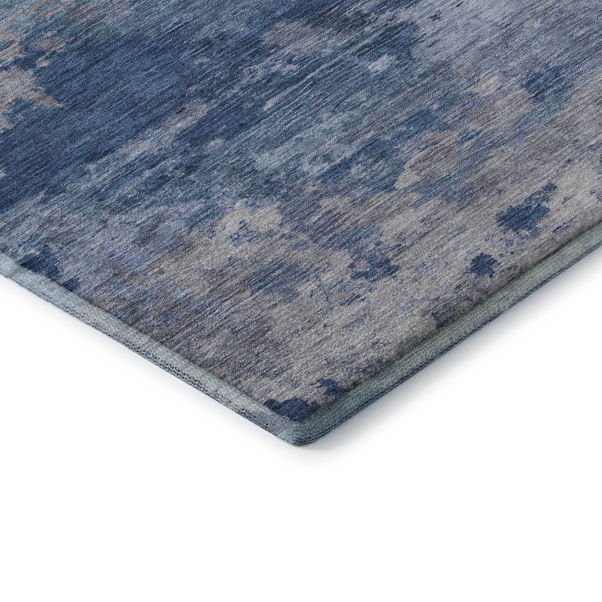 Seoul Machine Washable Transitional Navy Blue Rug 1'8" x 2'6" #shape_Rectangle