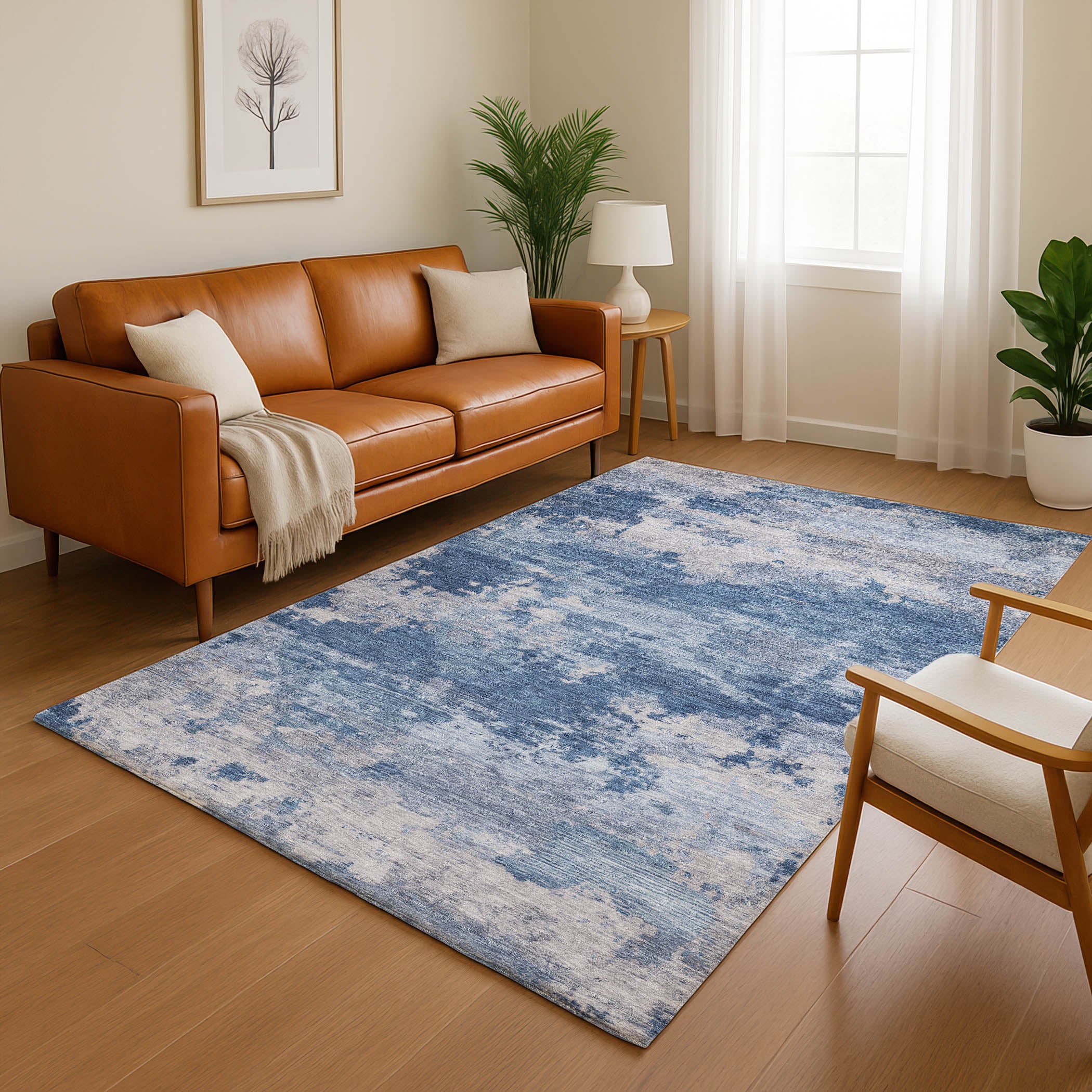 Seoul Machine Washable Transitional Navy Blue Rug 2'6" x 3'10" #shape_Rectangle