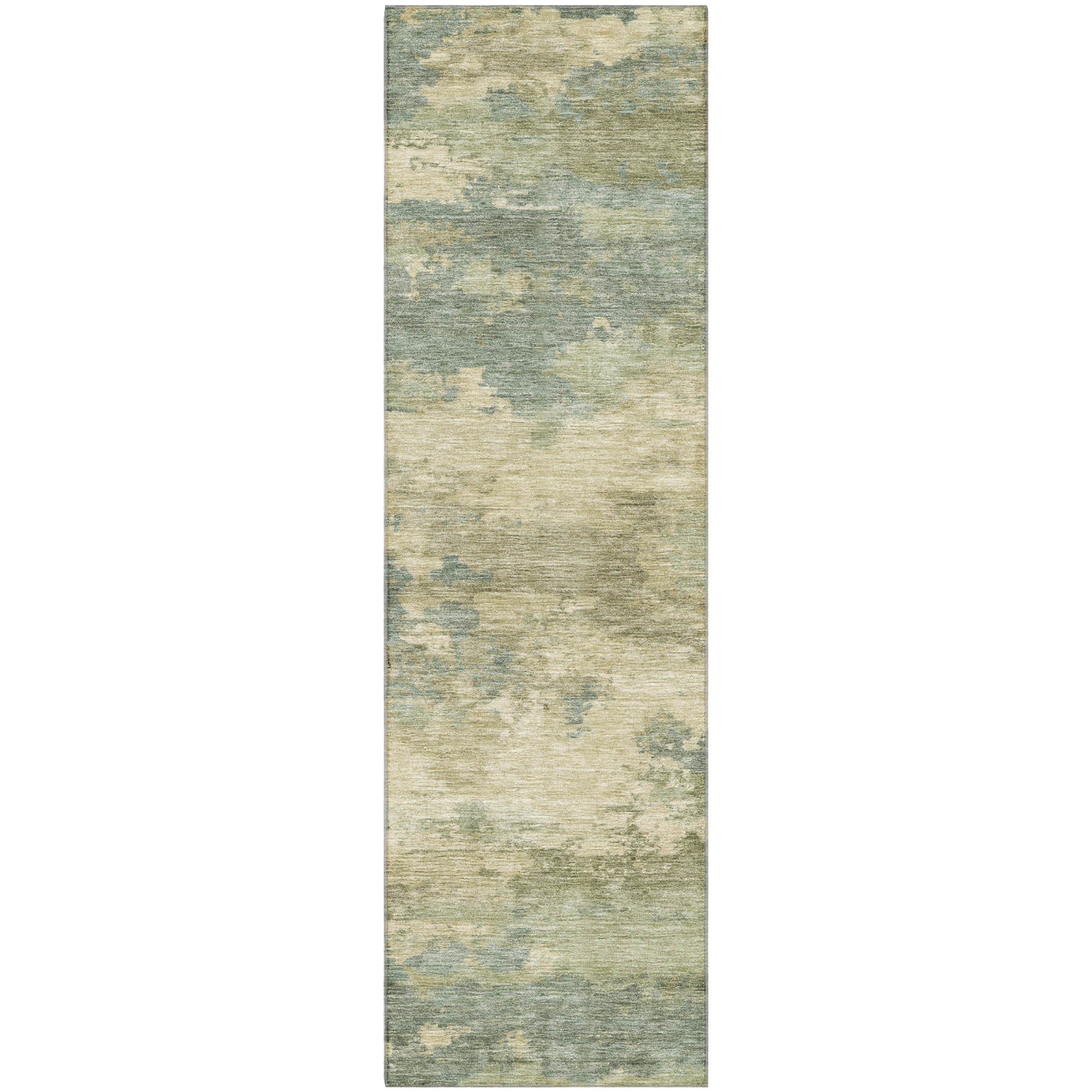 Seoul Machine Washable Transitional Seafoam Blue Rug 2'3" x 7'6" #shape_Runner
