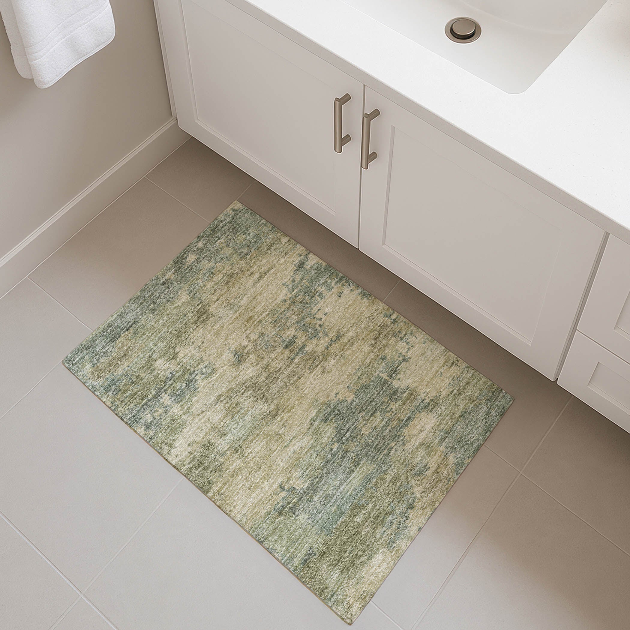 Seoul Machine Washable Transitional Seafoam Blue Rug 1'8" x 2'6" #shape_Rectangle