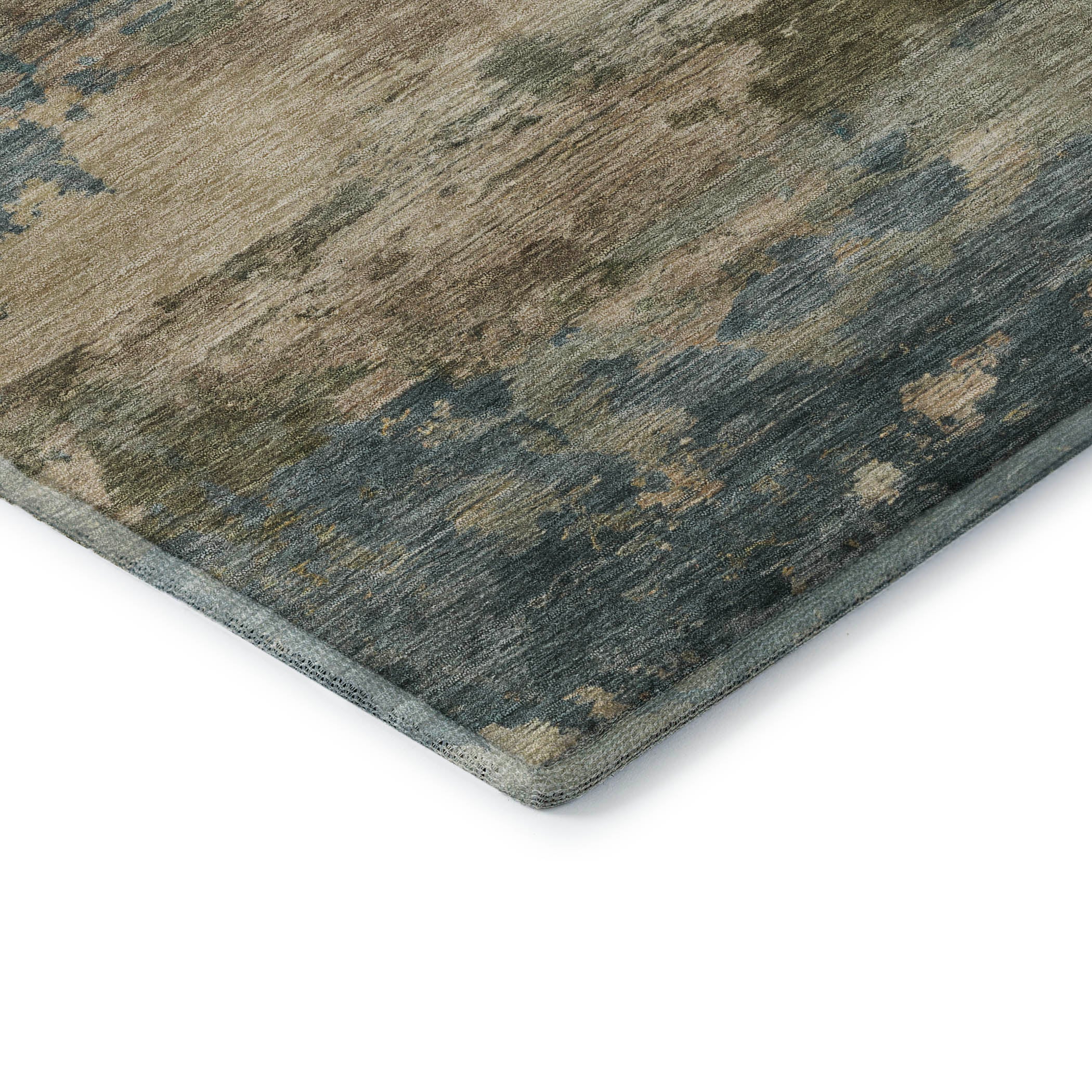 Seoul Machine Washable Transitional Teal Rug 1'8" x 2'6" #shape_Rectangle