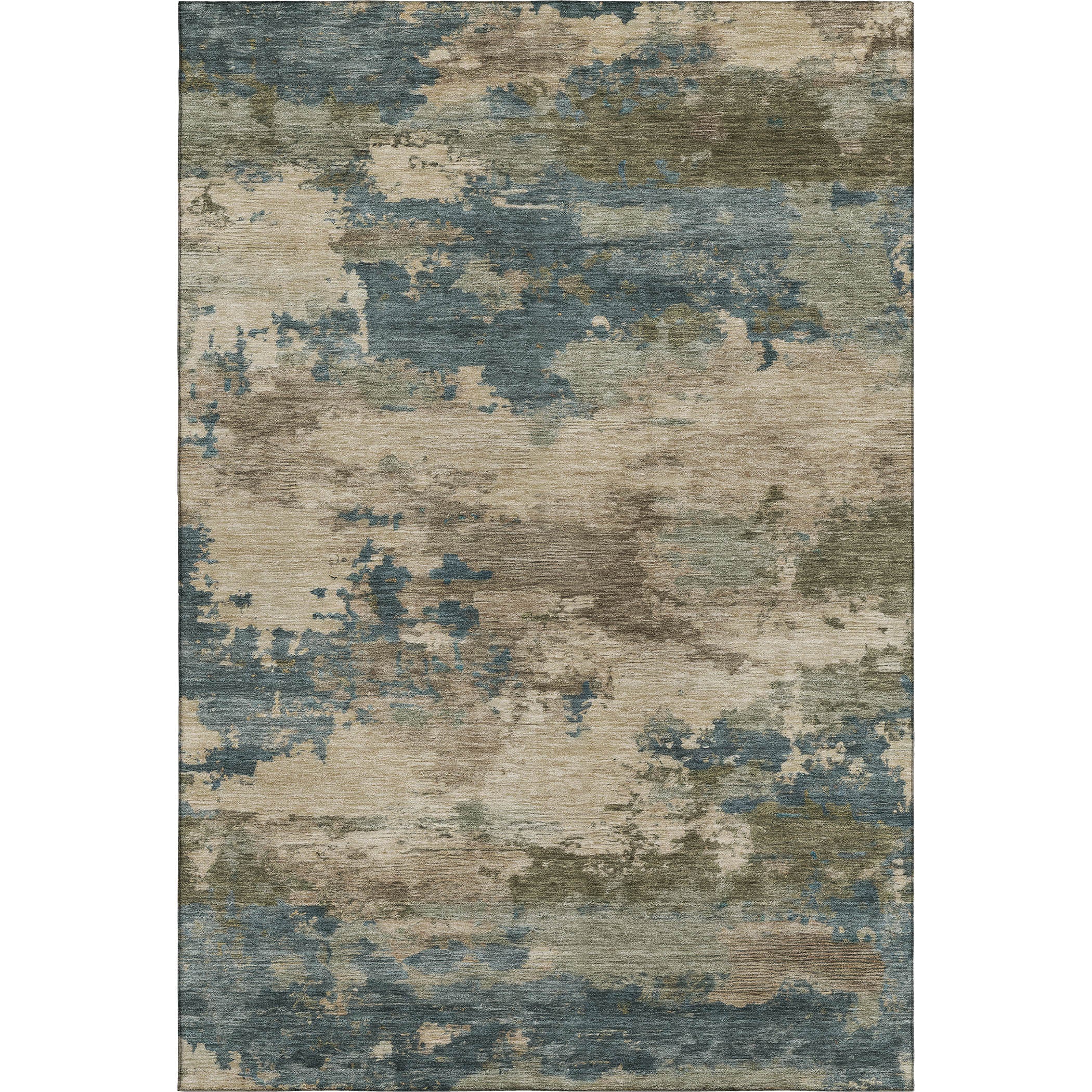 Seoul Machine Washable Transitional Teal Rug 2'6" x 3'10" #shape_Rectangle