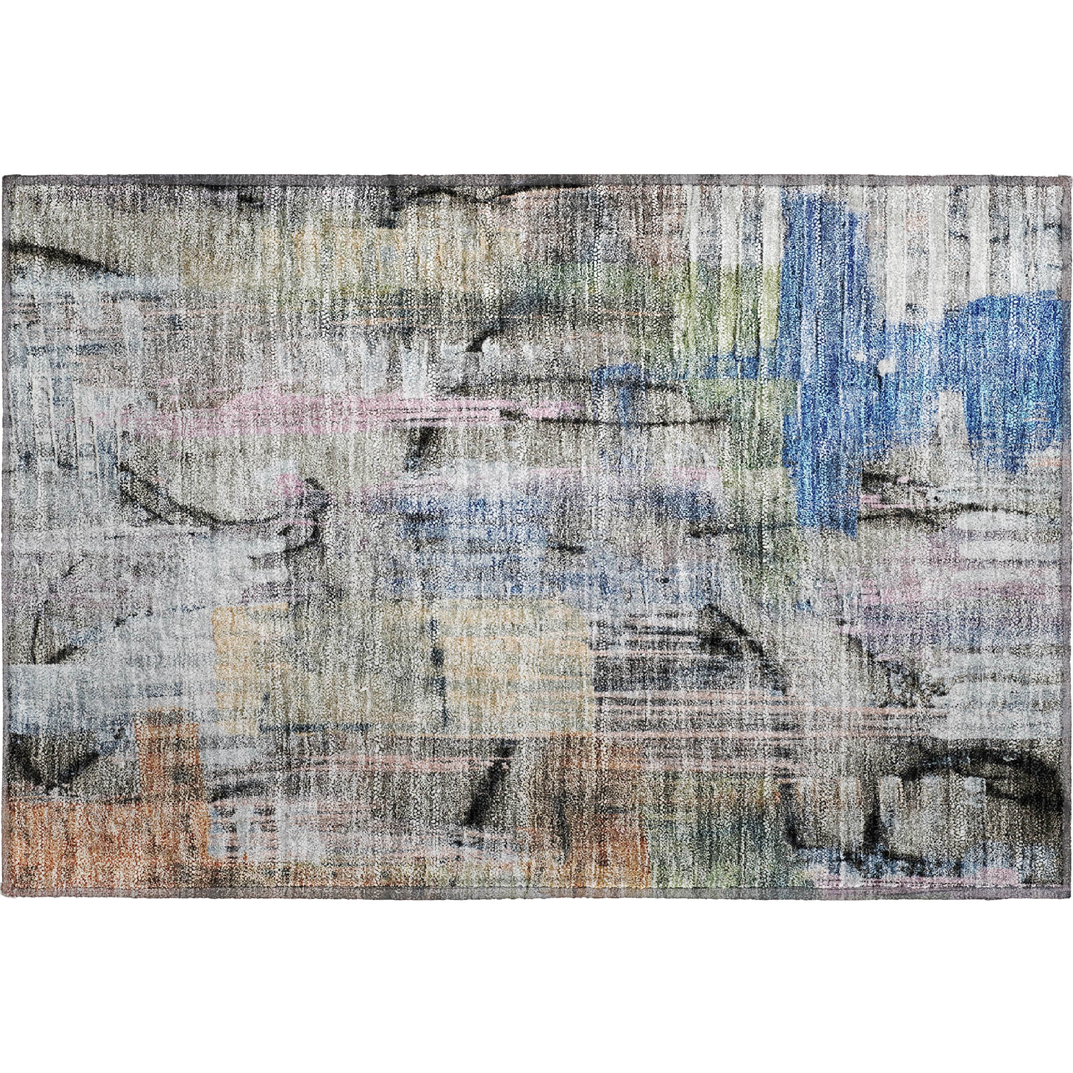 Hoi An Machine Washable Transitional Blue Rug 1'8" x 2'6" #shape_Rectangle