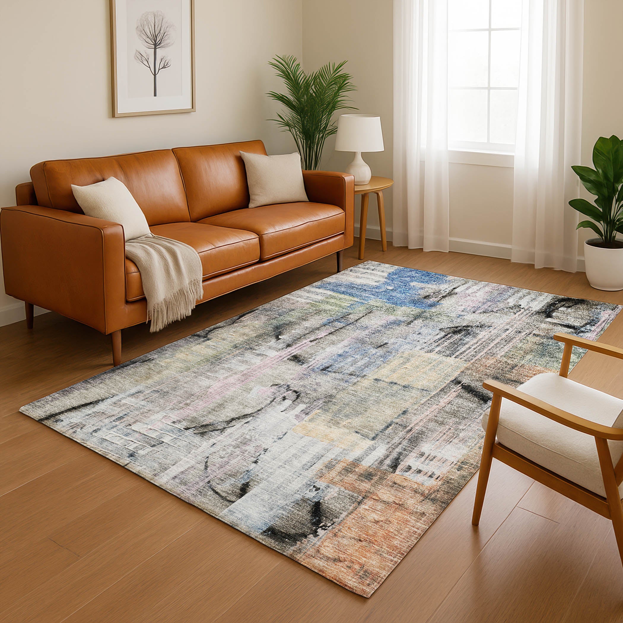 Hoi An Machine Washable Transitional Blue Rug 2'6" x 3'10" #shape_Rectangle