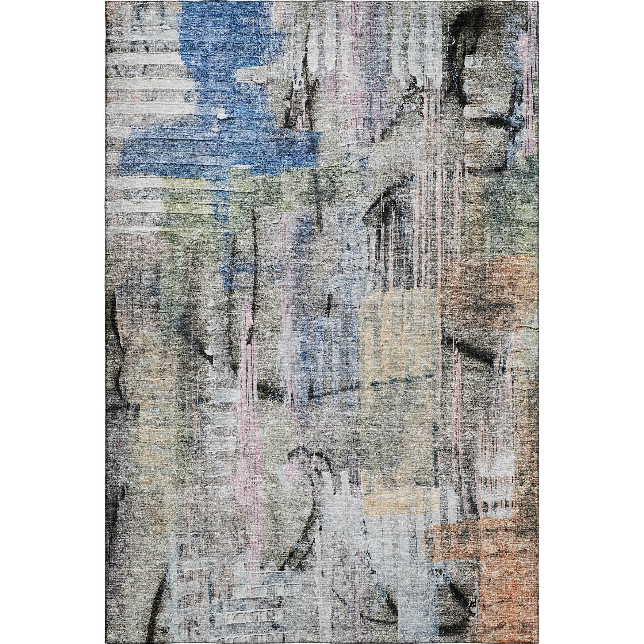 Hoi An Machine Washable Transitional Blue Rug 2'6" x 3'10" #shape_Rectangle