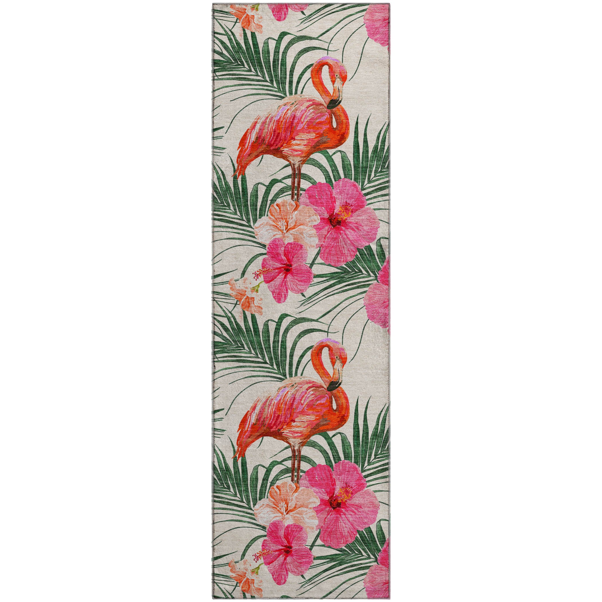 Lucerne Machine Washable Tropical Pink Ivory Rug 2'3" x 7'6" #shape_Runner