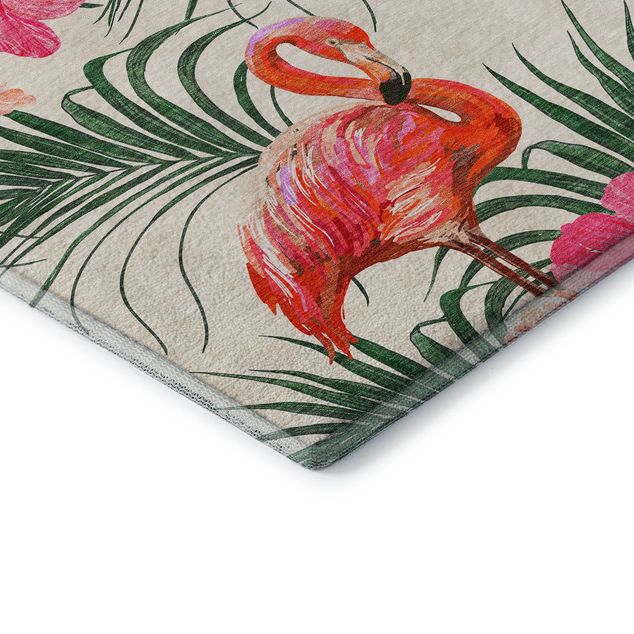 Lucerne Machine Washable Tropical Pink Ivory Rug 1'8" x 2'6" #shape_Rectangle