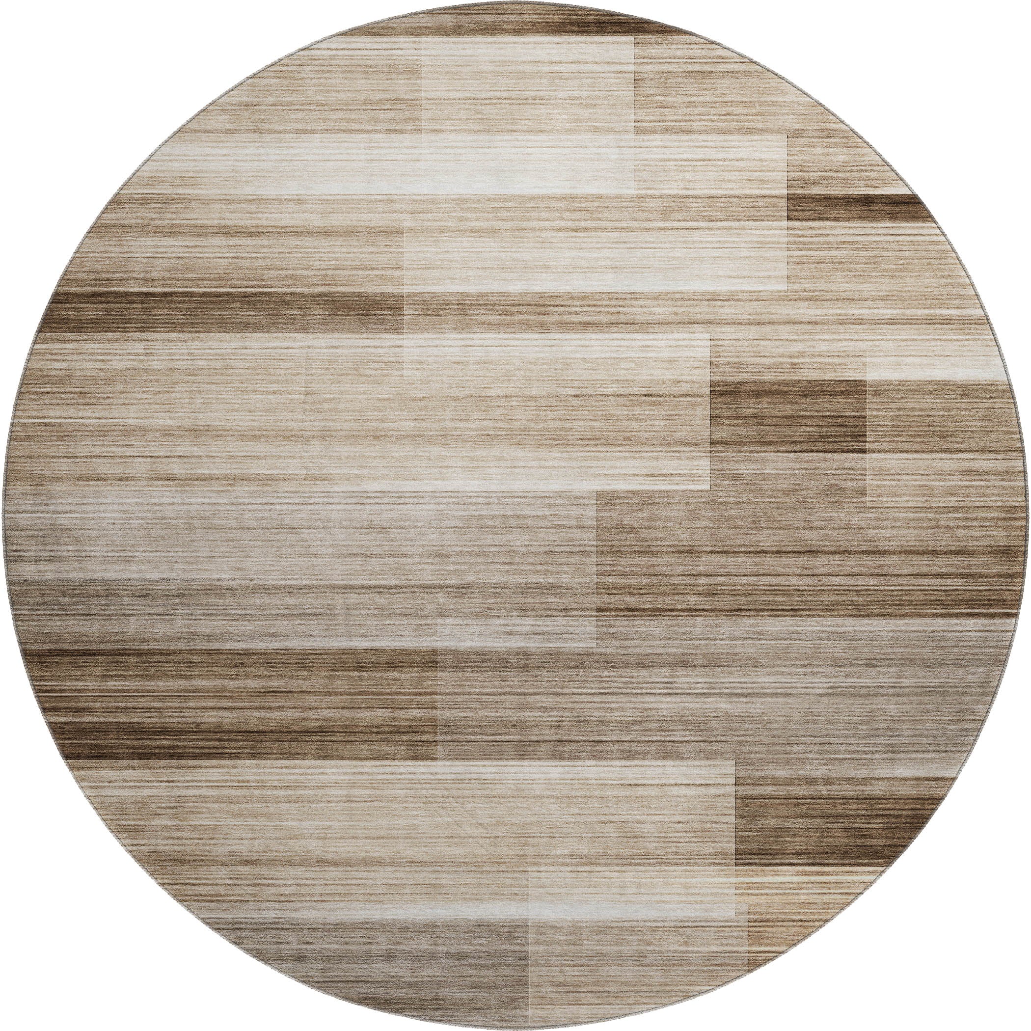 Prague Machine Washable Transitional Brown Rug 8' x 8' #shape_Round