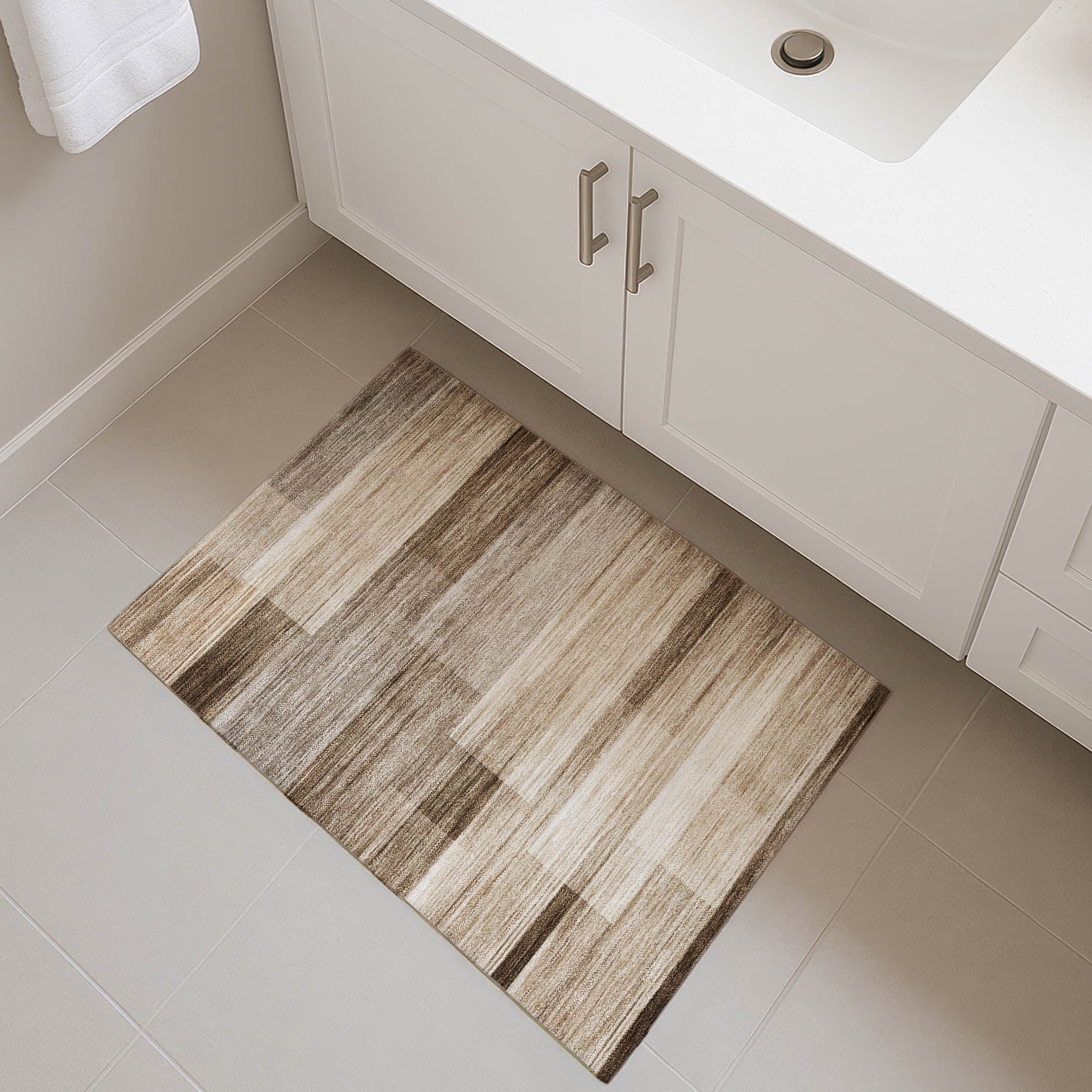 Prague Machine Washable Transitional Brown Rug 1'8" x 2'6" #shape_Rectangle