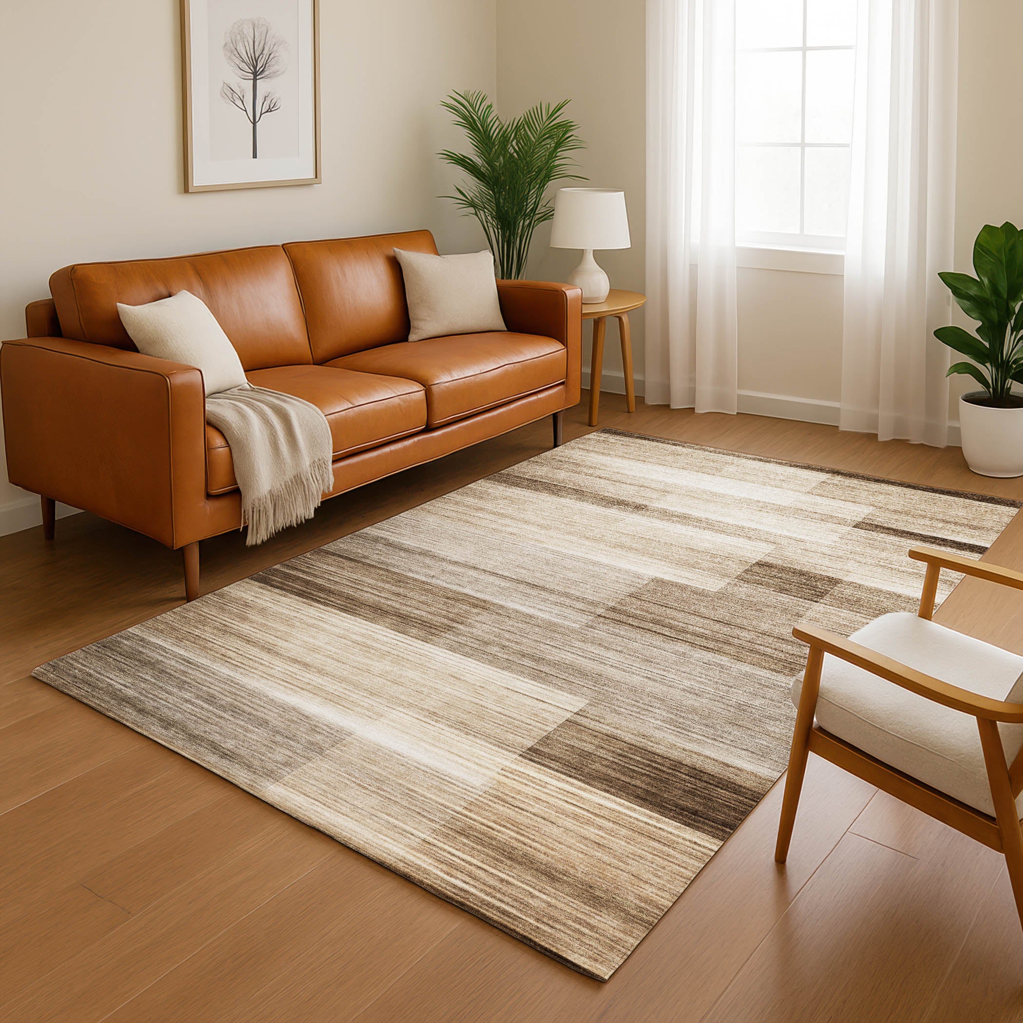 Prague Machine Washable Transitional Brown Rug 2'6" x 3'10" #shape_Rectangle