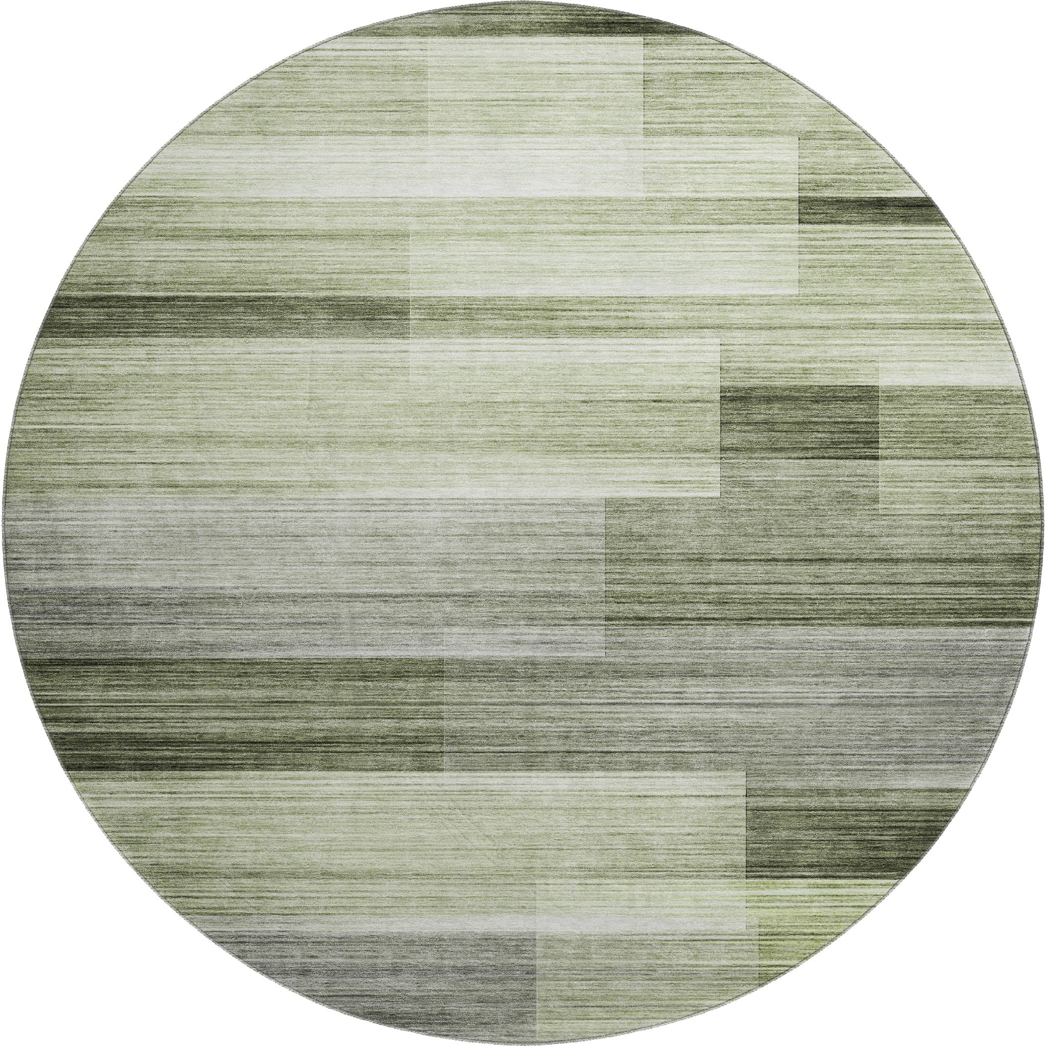 Prague Machine Washable Transitional Green Rug 8' x 8' #shape_Round