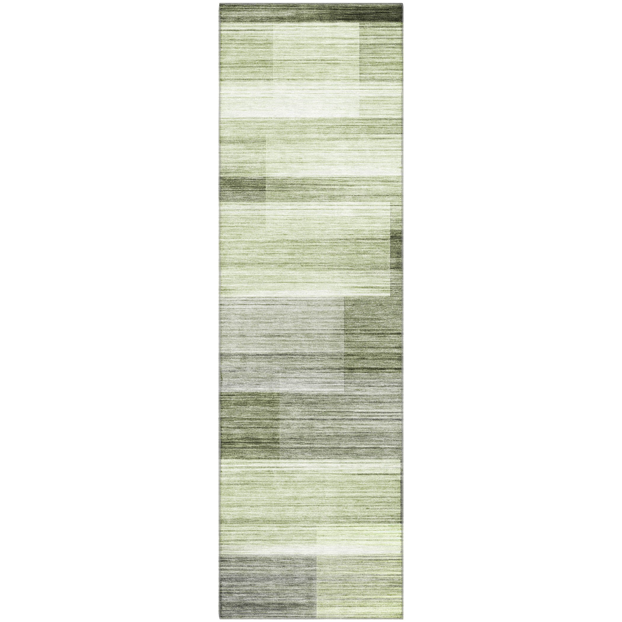 Prague Machine Washable Transitional Green Rug 2'3" x 7'6" #shape_Runner