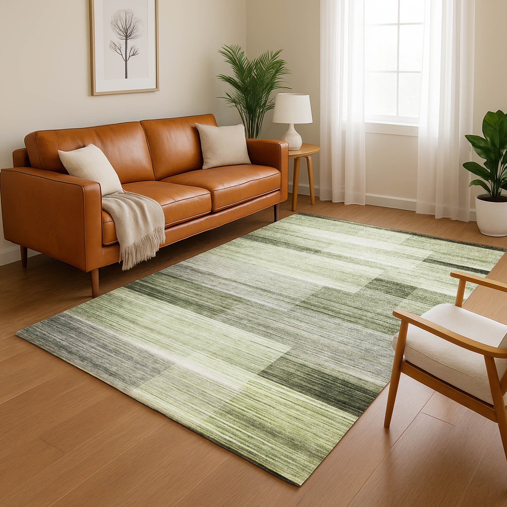 Prague Machine Washable Transitional Green Rug 2'6" x 3'10" #shape_Rectangle