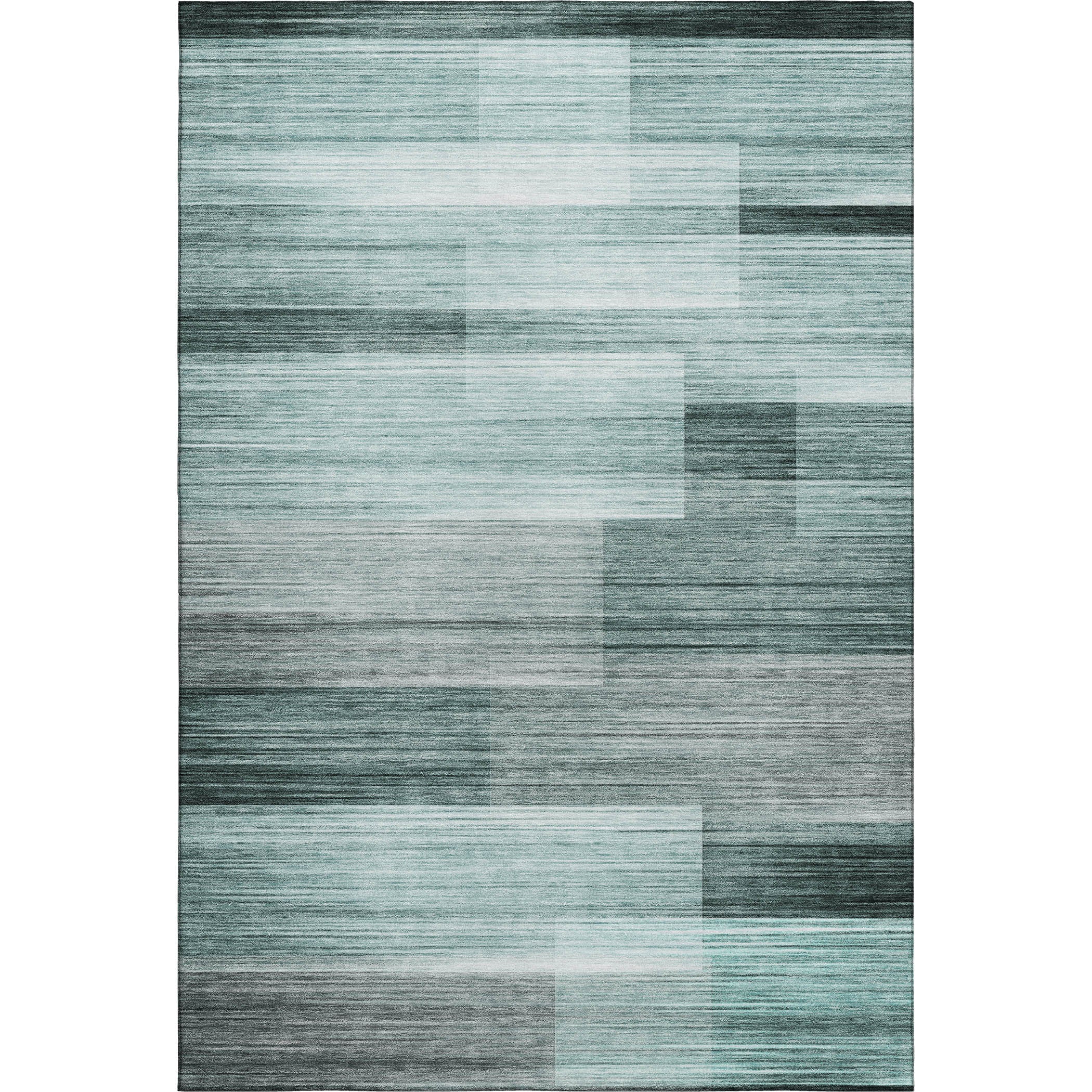 Prague Machine Washable Transitional Teal Rug 2'6" x 3'10" #shape_Rectangle