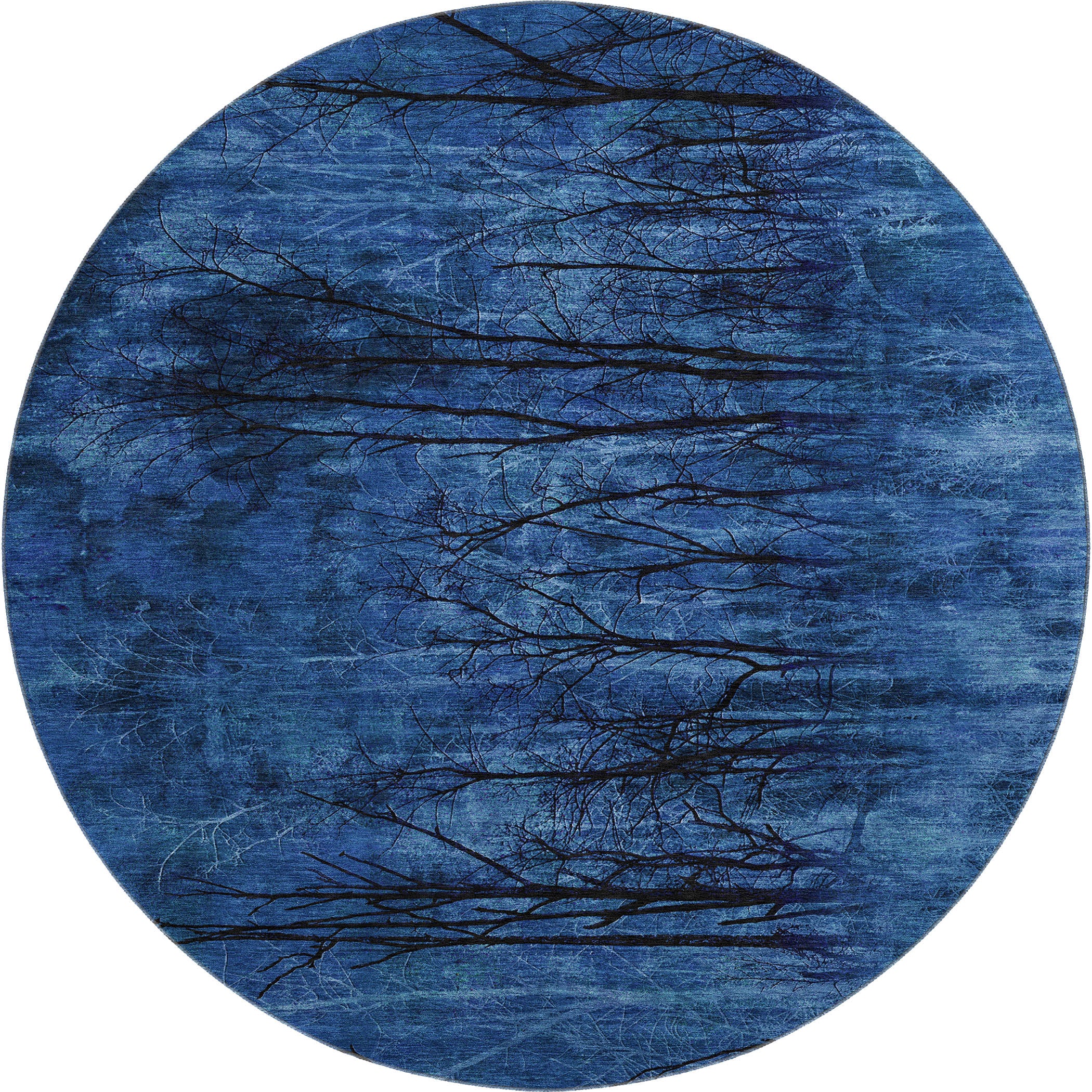 Colombo Machine Washable Transitional Blue Rug 8' x 8' #shape_Round
