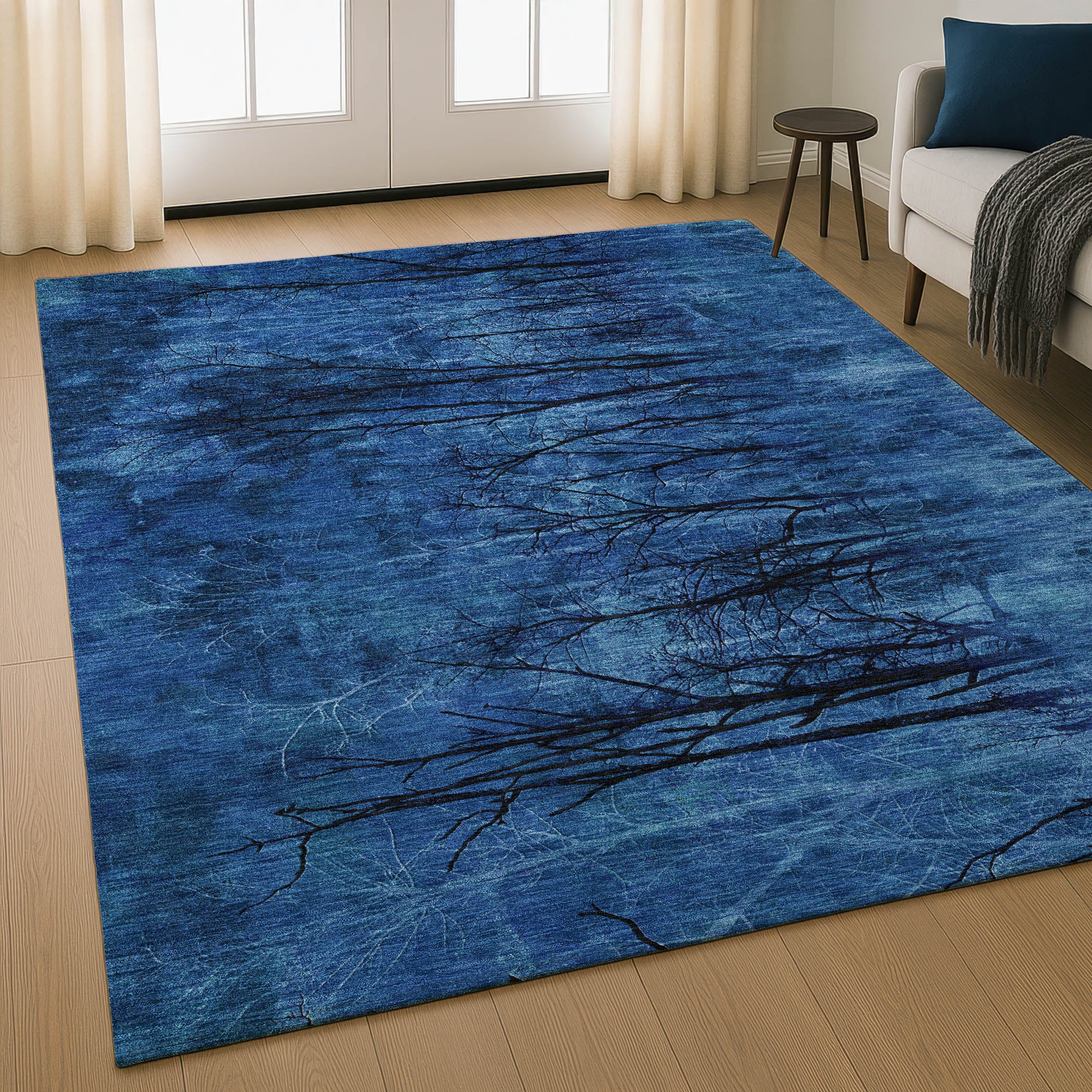 Colombo Machine Washable Transitional Blue Rug 2'6" x 3'10" #shape_Rectangle