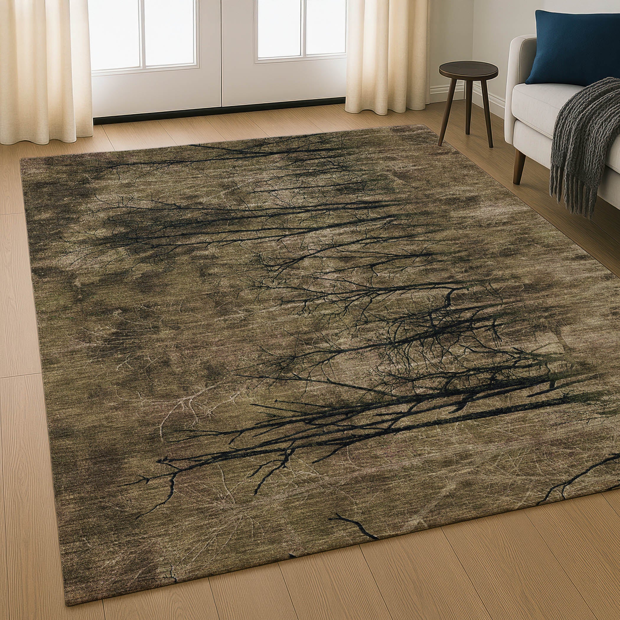 Colombo Machine Washable Transitional Brown Rug 2'6" x 3'10" #shape_Rectangle