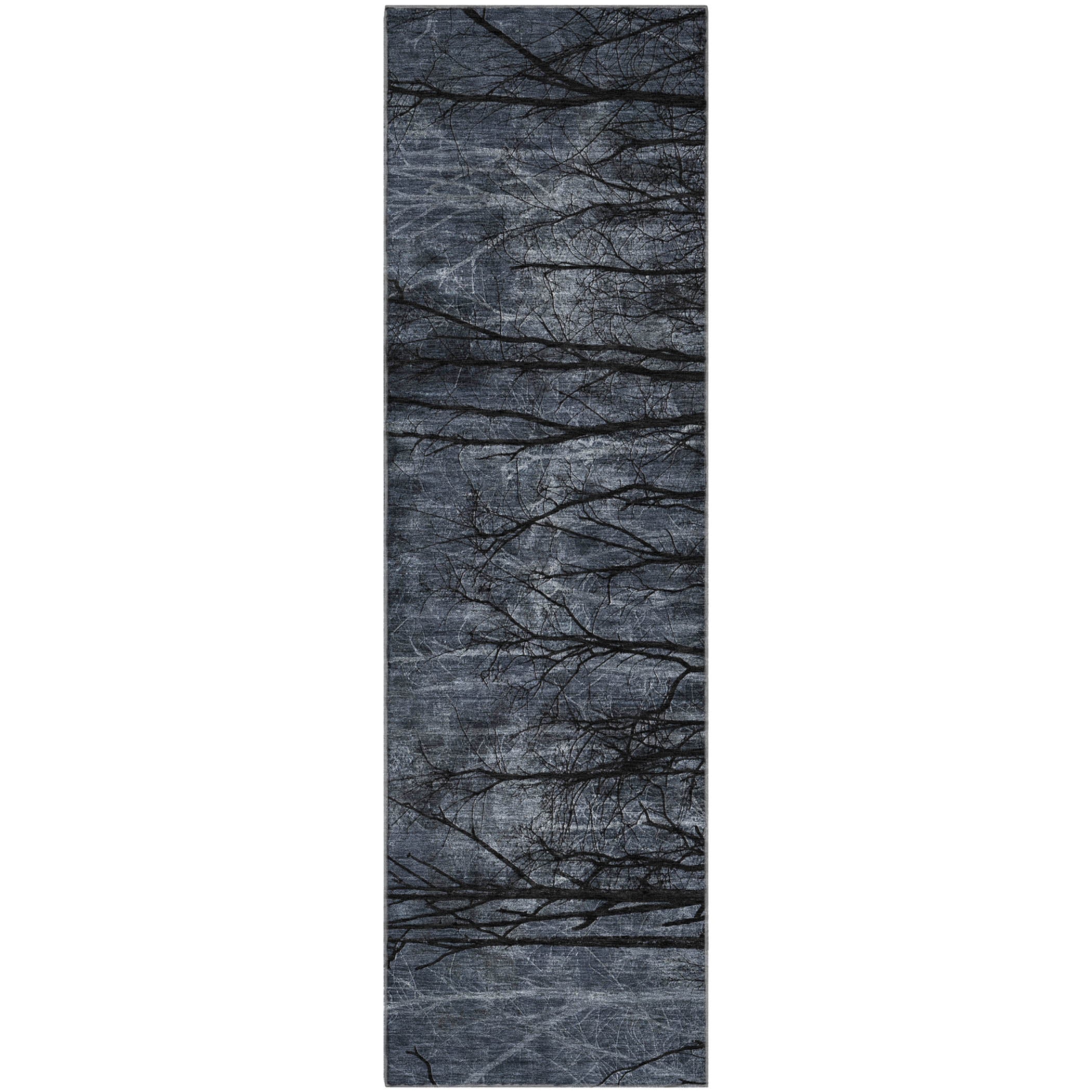 Colombo Machine Washable Transitional Charcoal Gray Rug 2'3" x 7'6" #shape_Runner