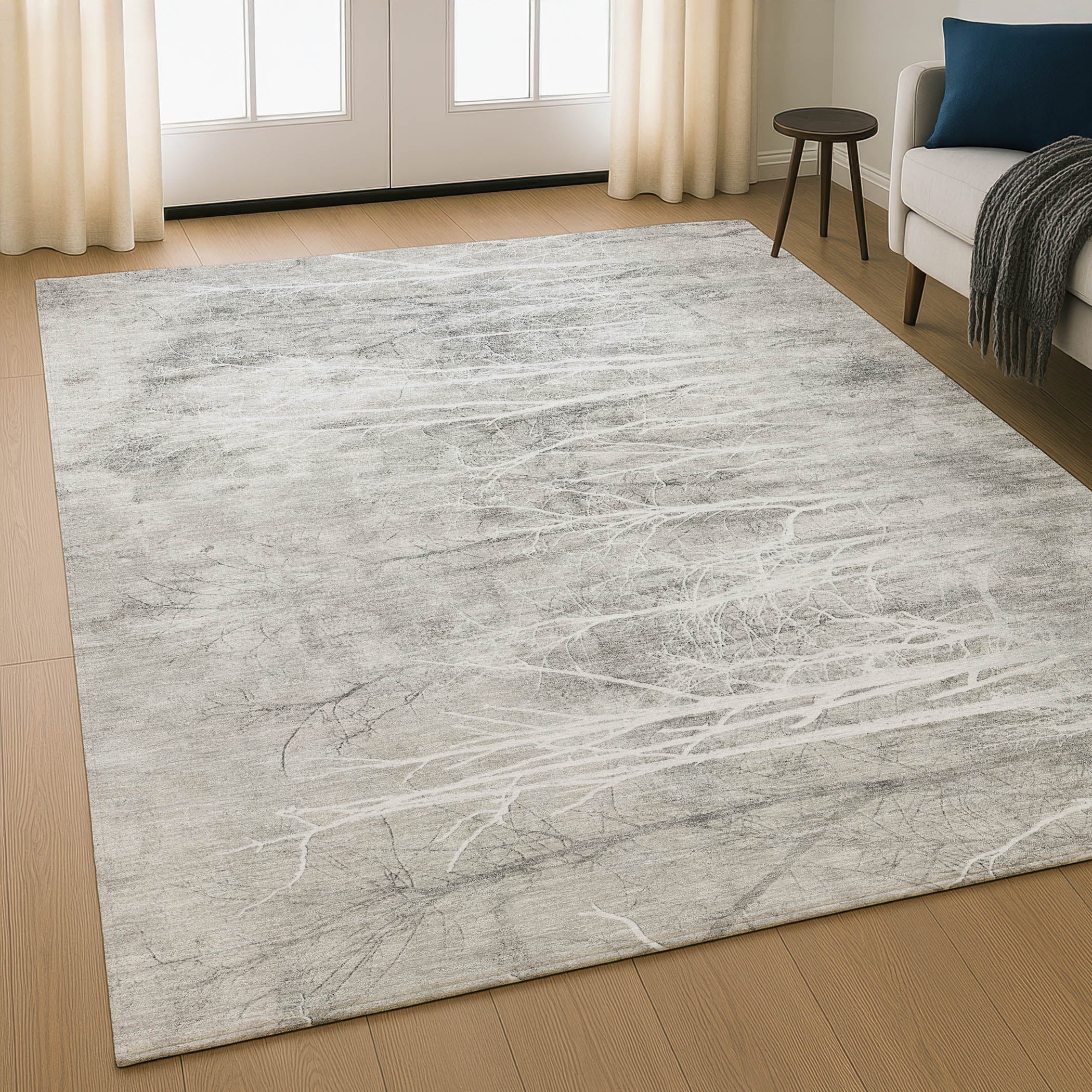Colombo Machine Washable Transitional Silver Gray Rug 2'6" x 3'10" #shape_Rectangle
