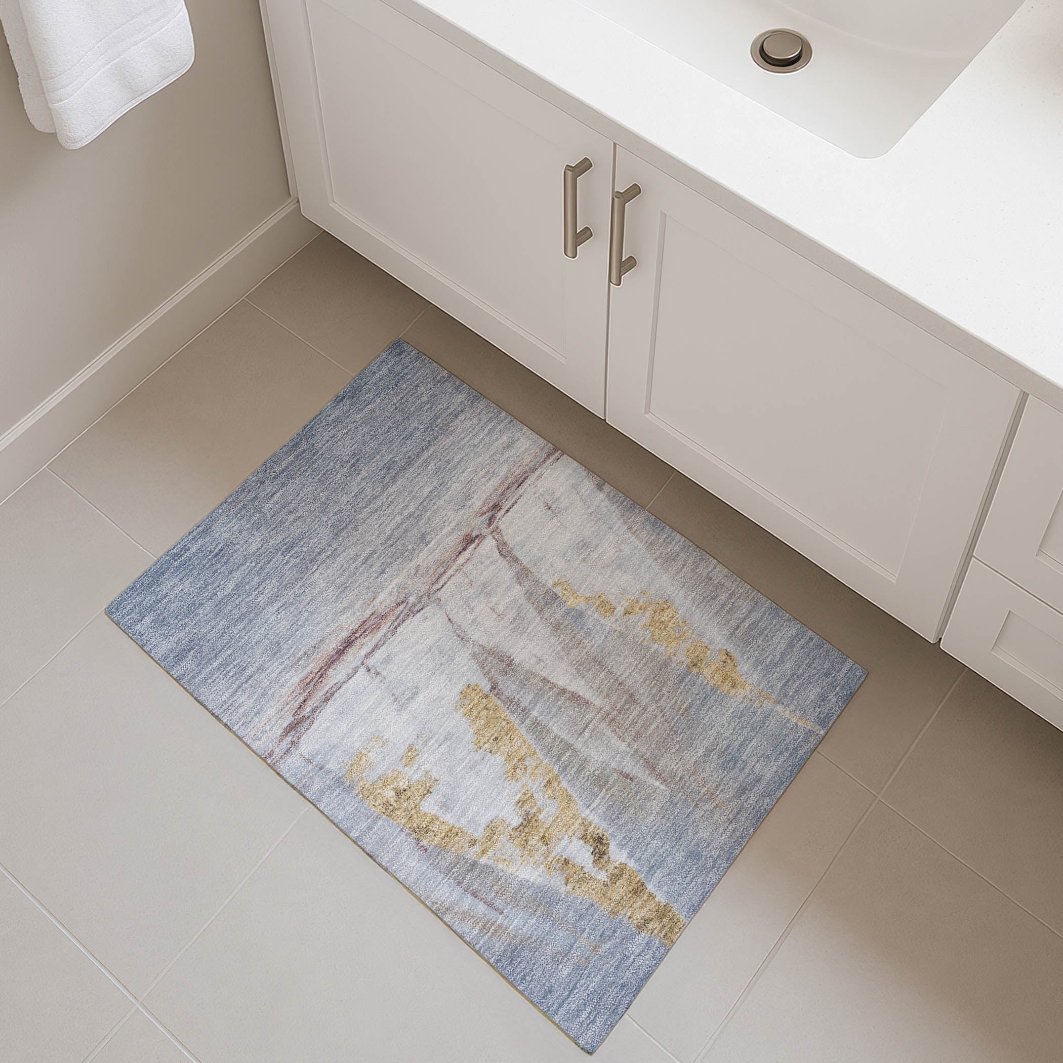Cairo Machine Washable Transitional Blue Rug 1'8" x 2'6" #shape_Rectangle