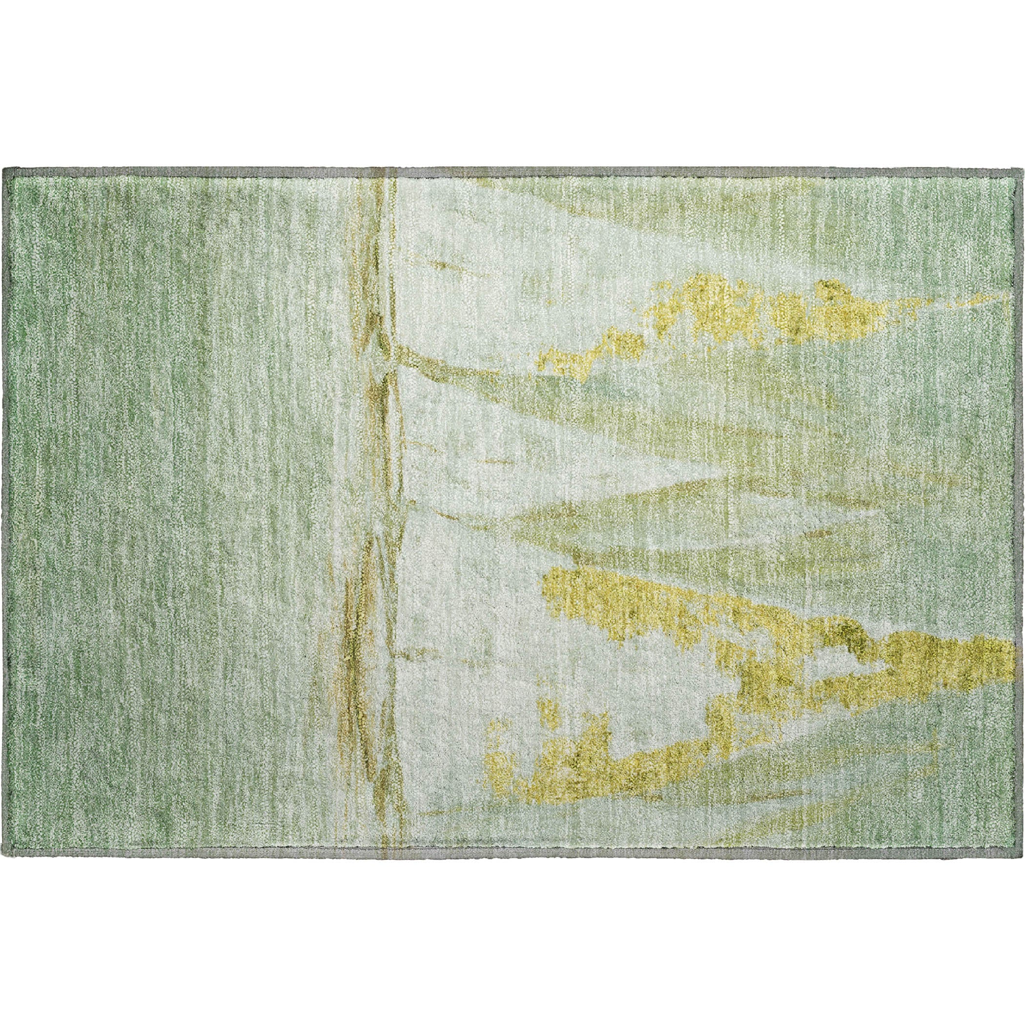 Cairo Machine Washable Transitional Green Rug 1'8" x 2'6" #shape_Rectangle