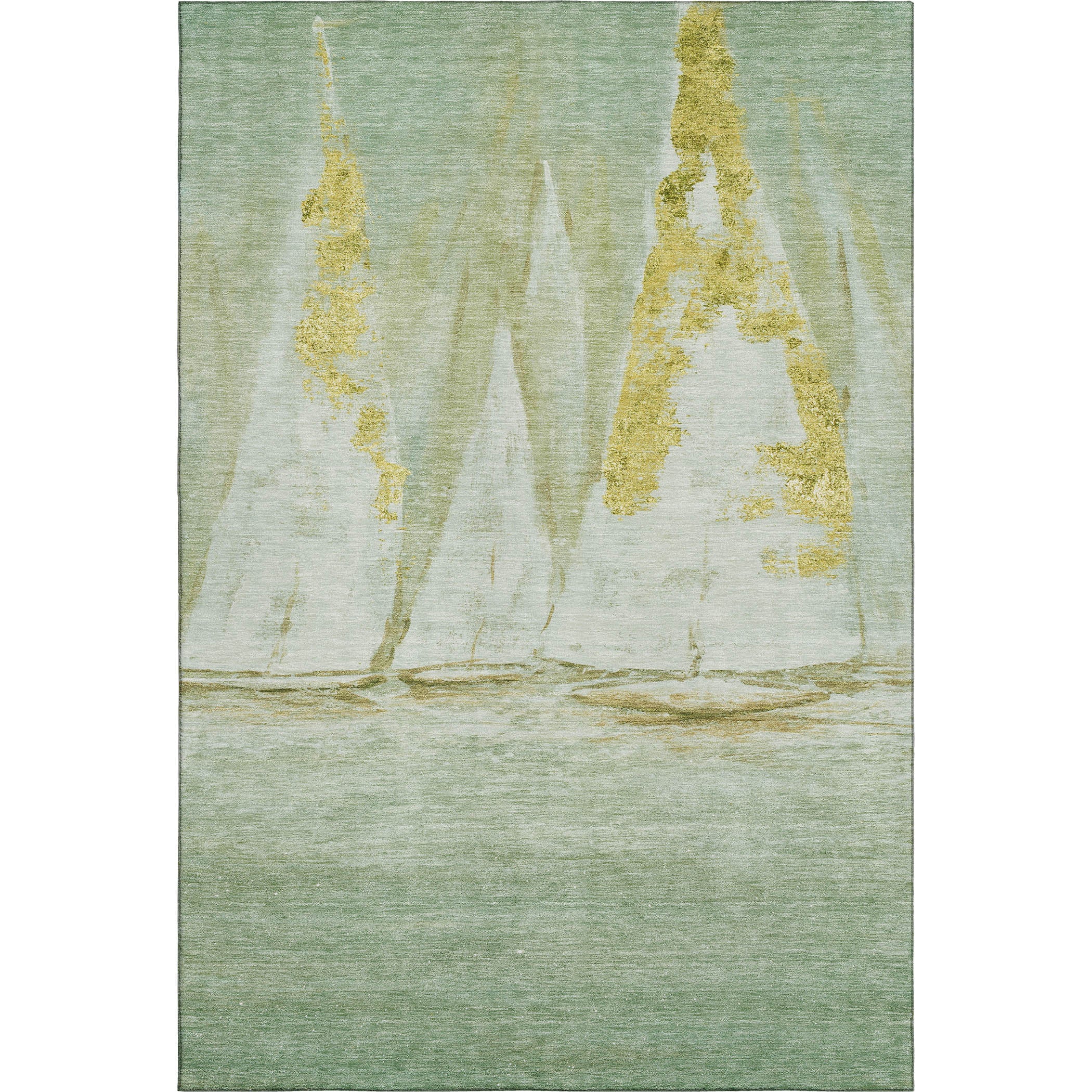 Cairo Machine Washable Transitional Green Rug 2'6" x 3'10" #shape_Rectangle