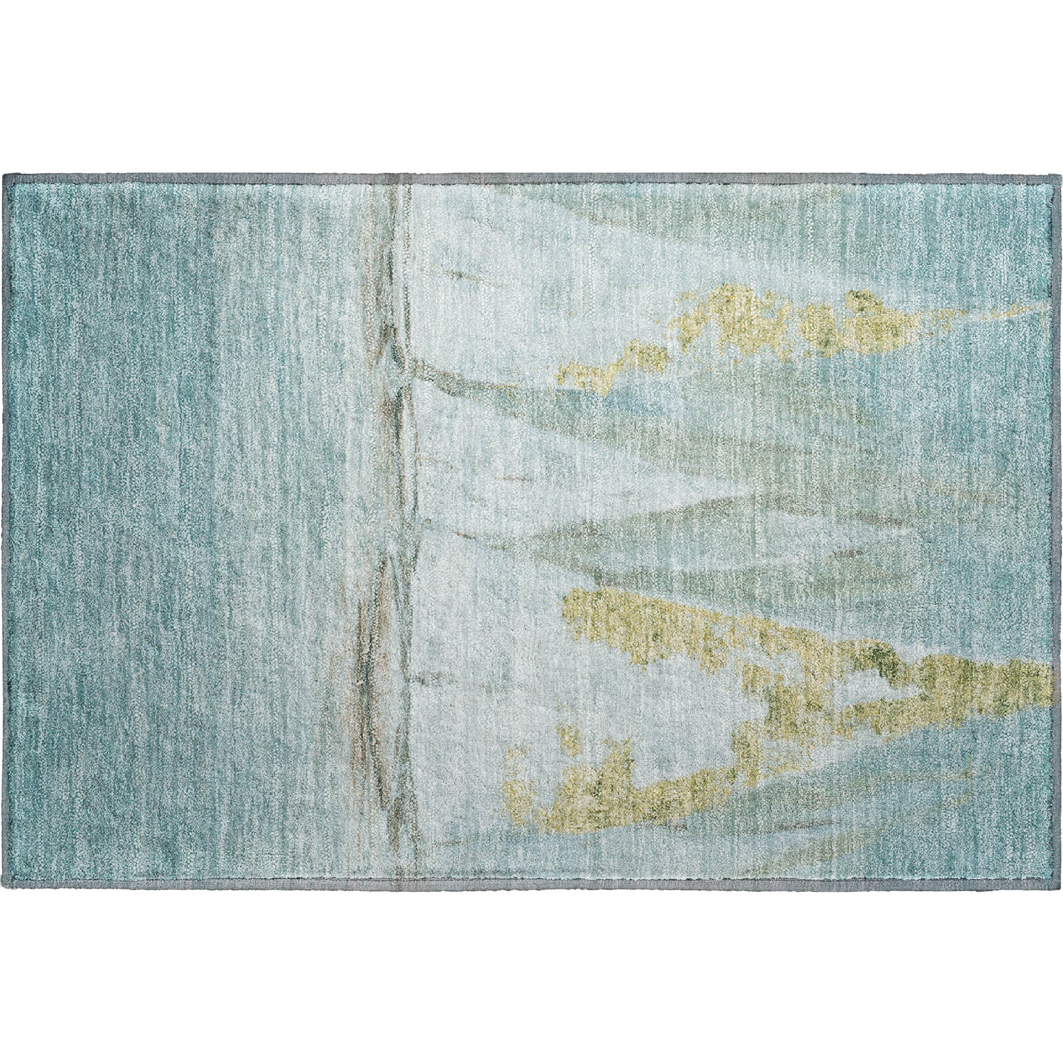 Cairo Machine Washable Transitional Teal Rug 1'8" x 2'6" #shape_Rectangle