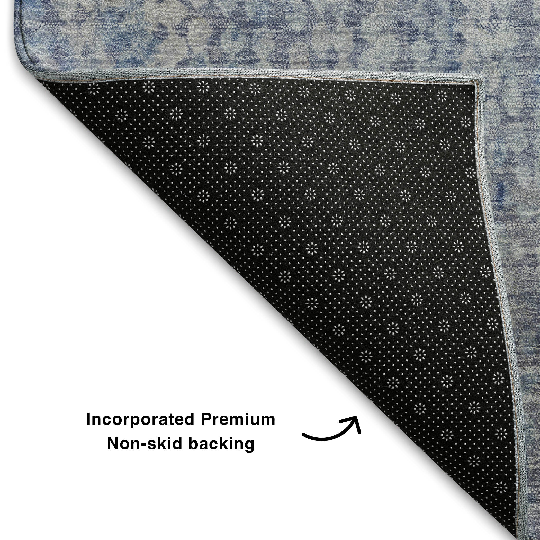 Baku Machine Washable Transitional Blue Rug 1'8" x 2'6" #shape_Rectangle