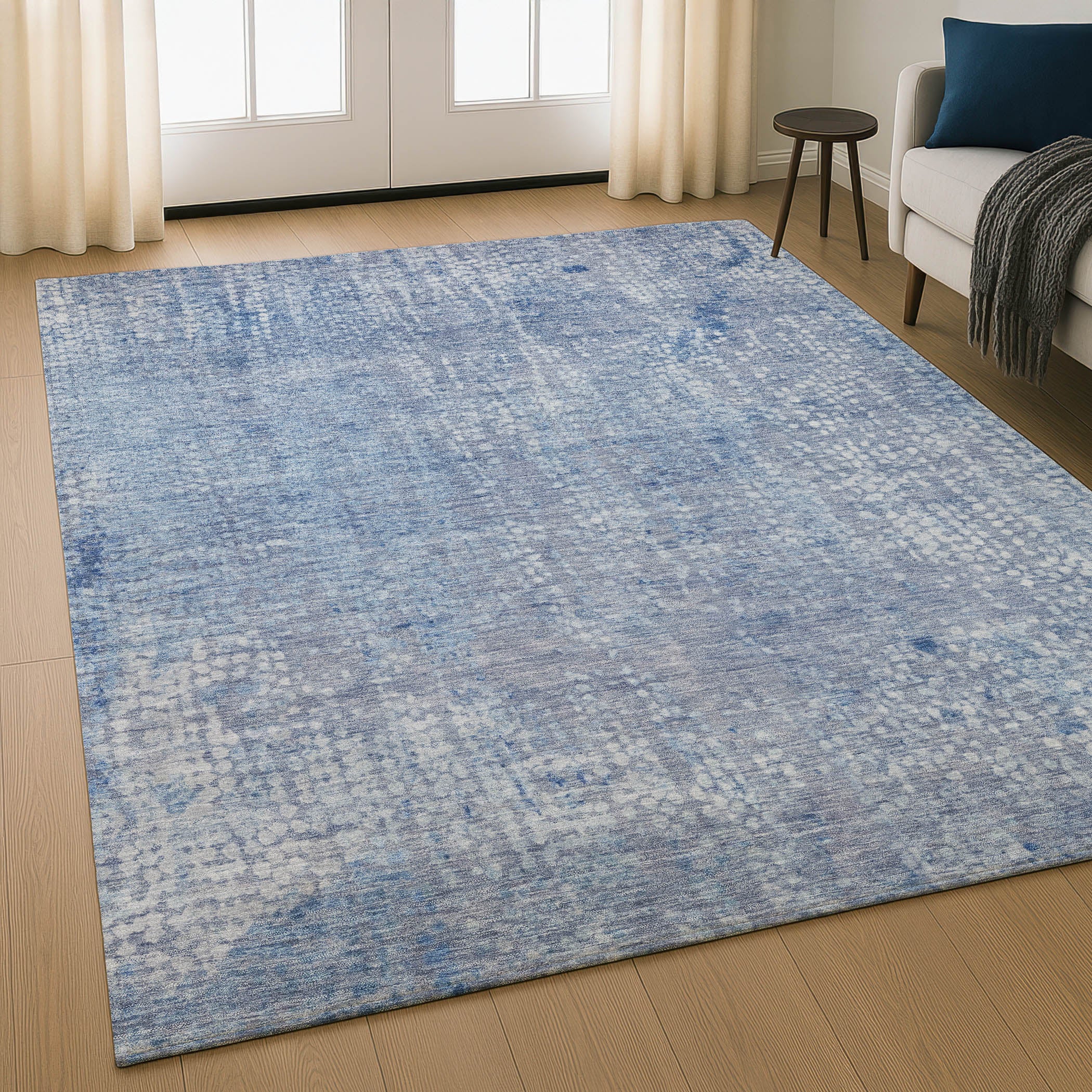 Baku Machine Washable Transitional Blue Rug 2'6" x 3'10" #shape_Rectangle