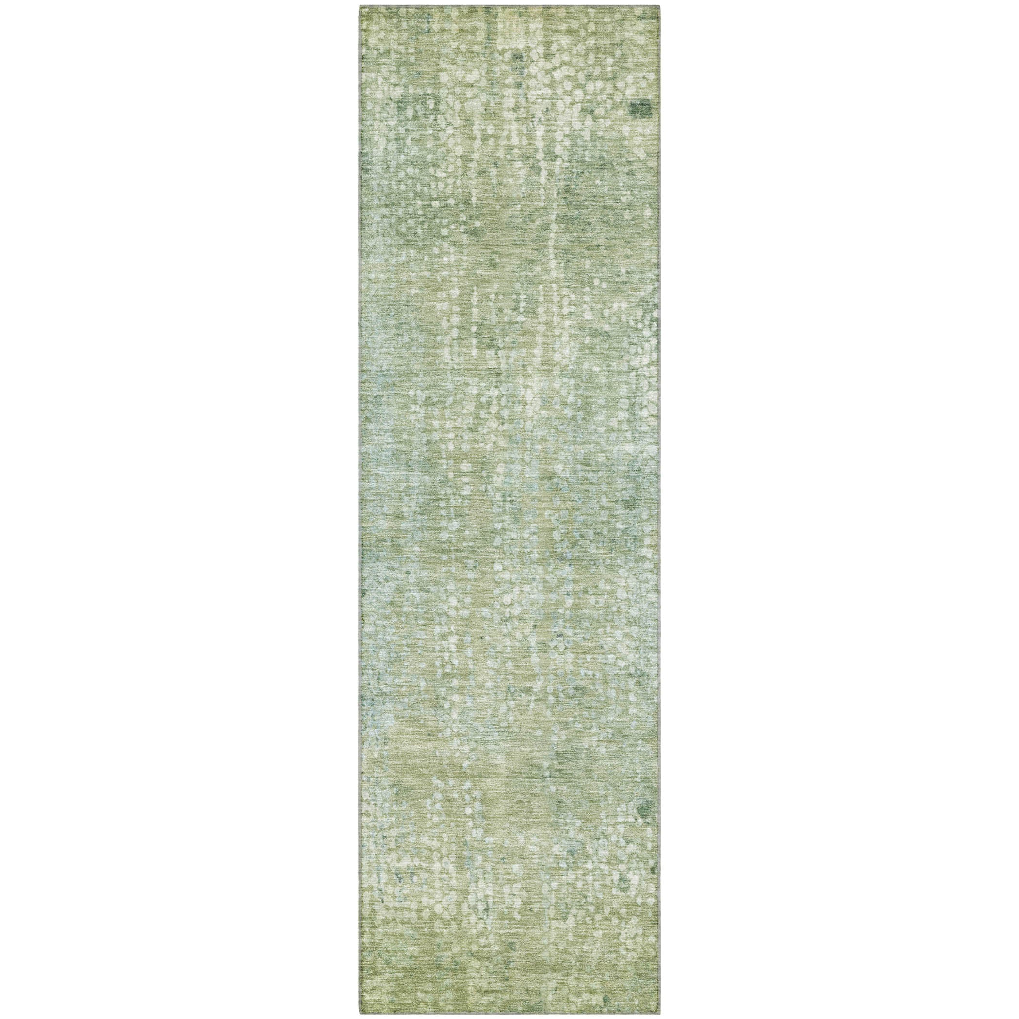 Baku Machine Washable Transitional Green Rug 2'3" x 7'6" #shape_Runner