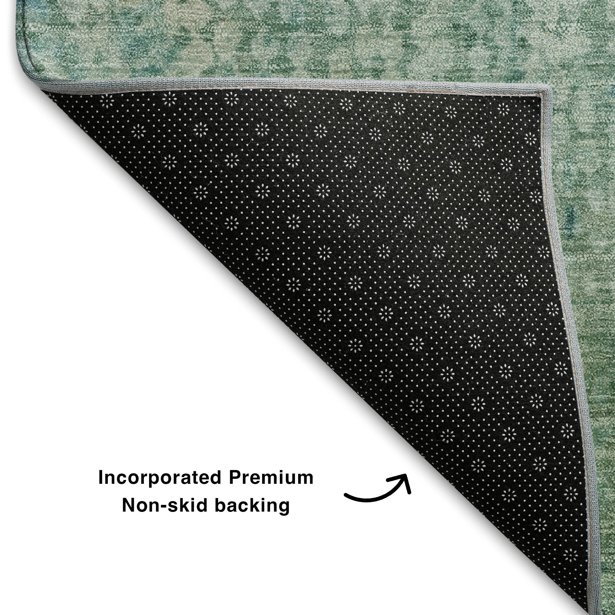 Baku Machine Washable Transitional Teal Rug 1'8" x 2'6" #shape_Rectangle