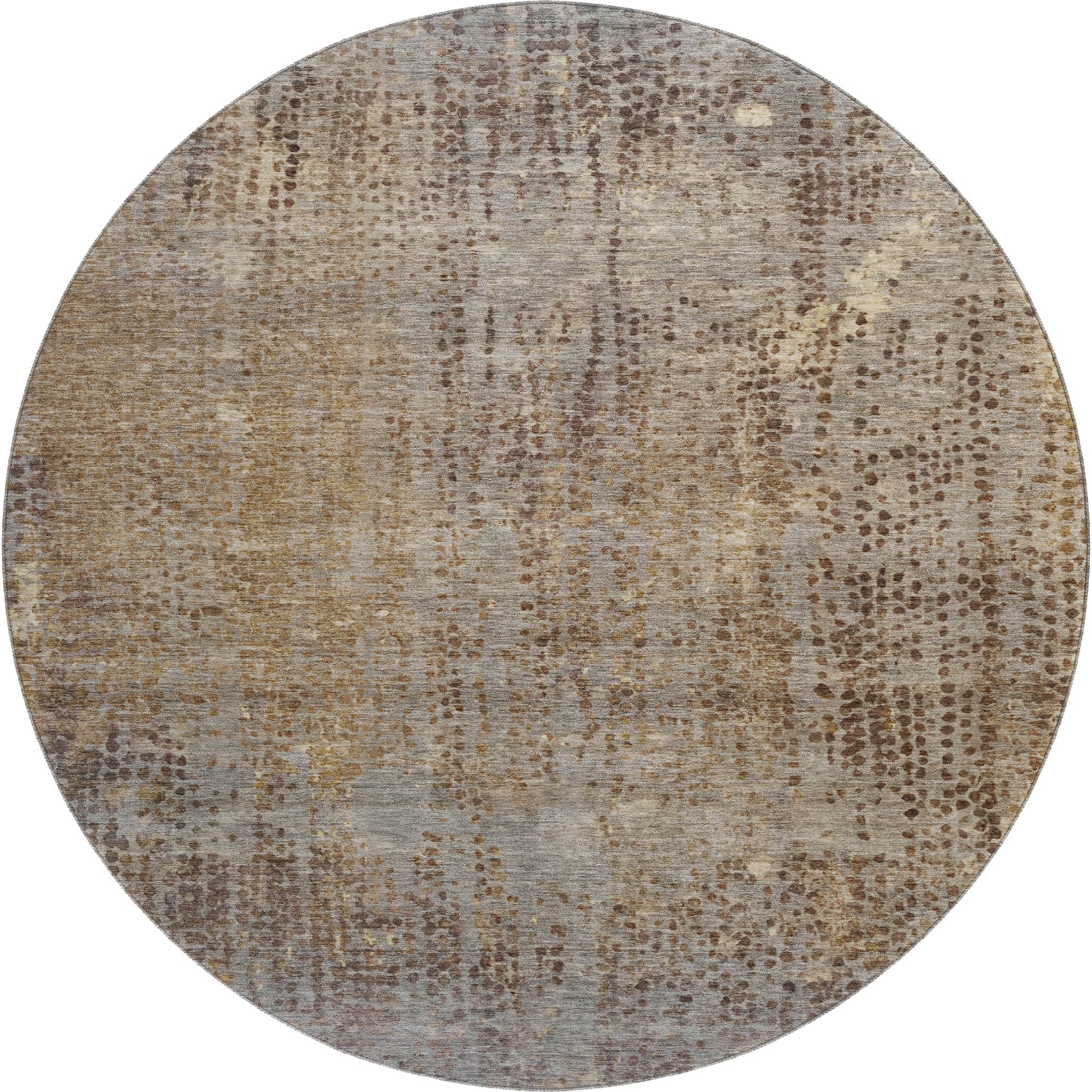 Prague Machine Washable Transitional Brown Rug 8' x 8' #shape_Round