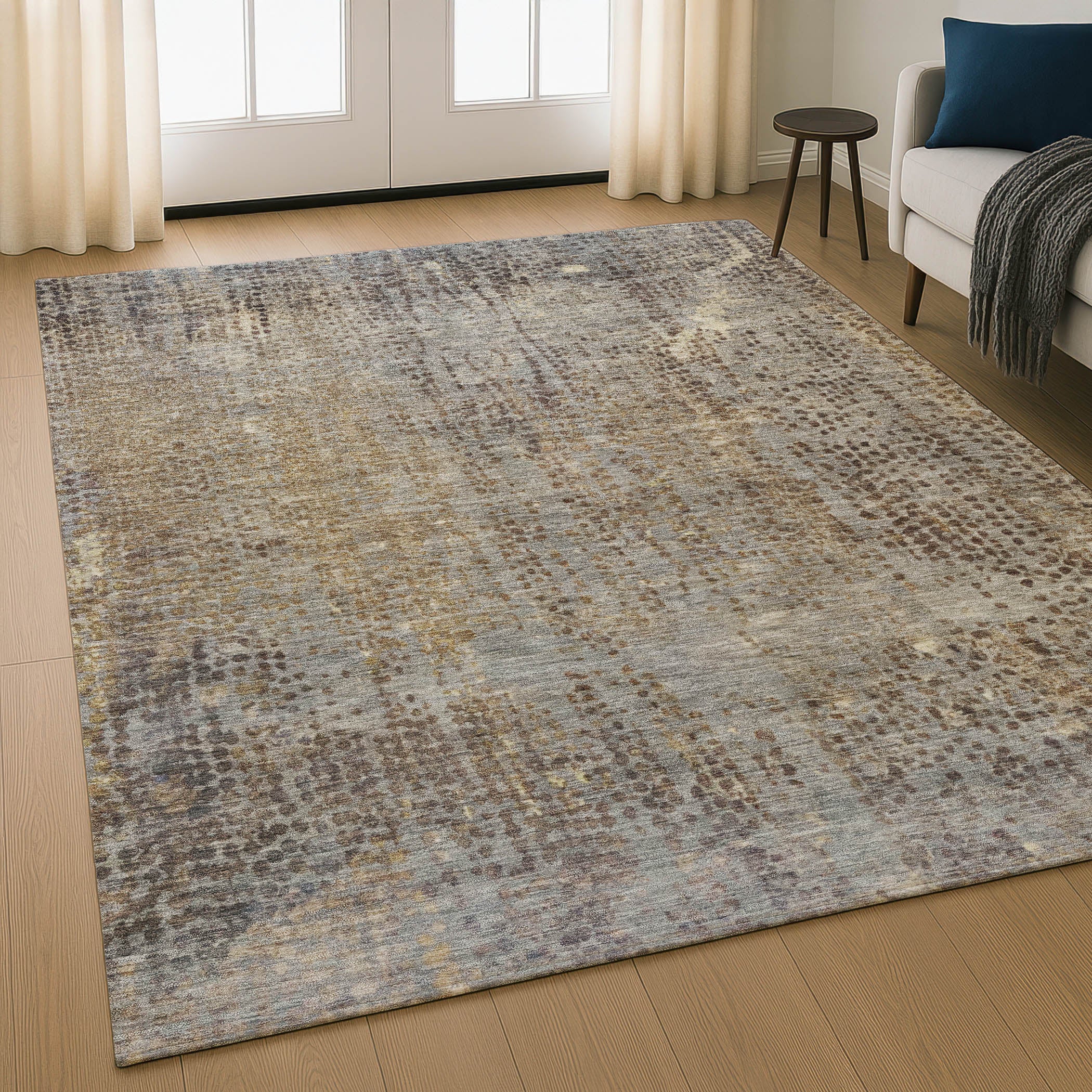 Prague Machine Washable Transitional Brown Rug 2'6" x 3'10" #shape_Rectangle
