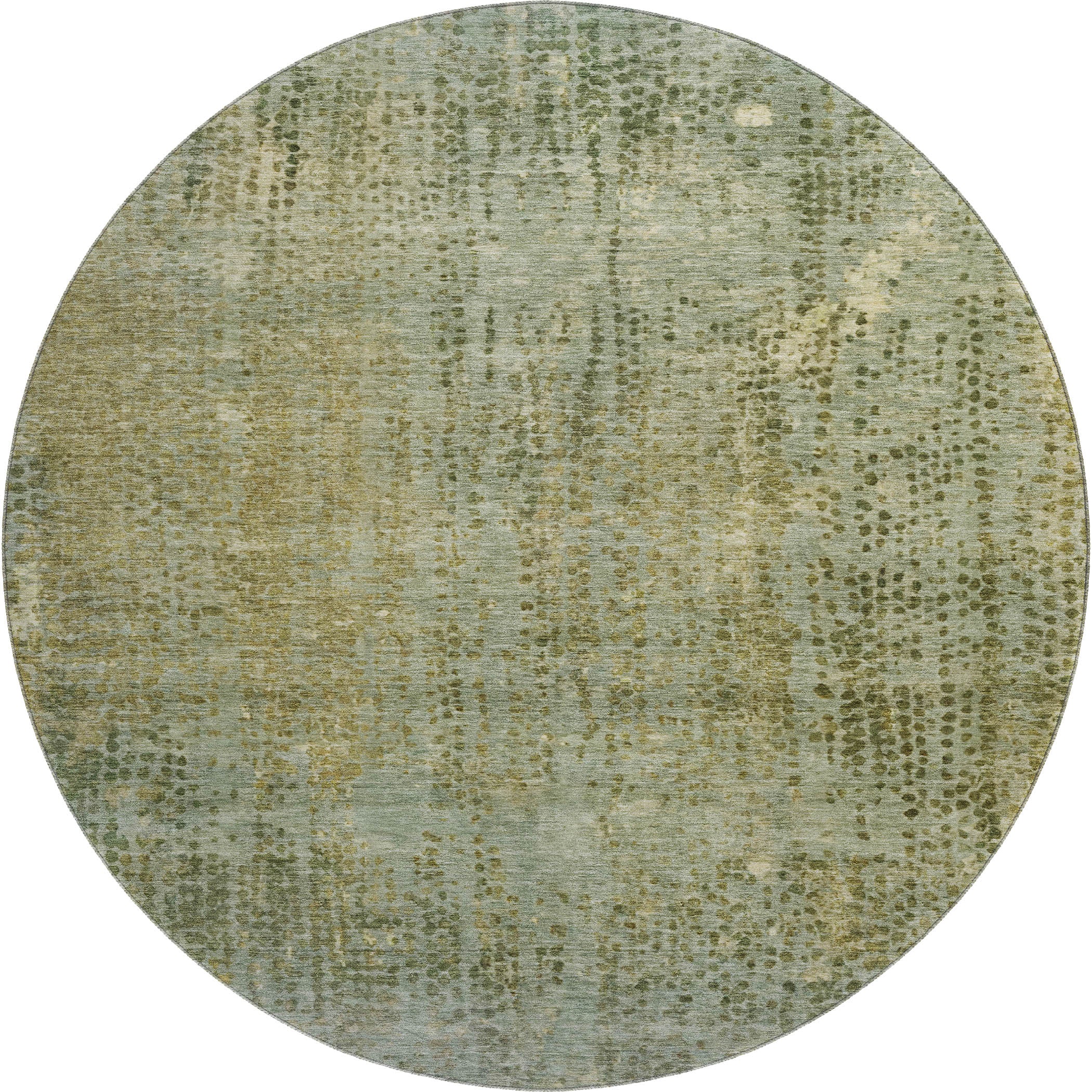 Prague Machine Washable Transitional Green Rug 8' x 8' #shape_Round