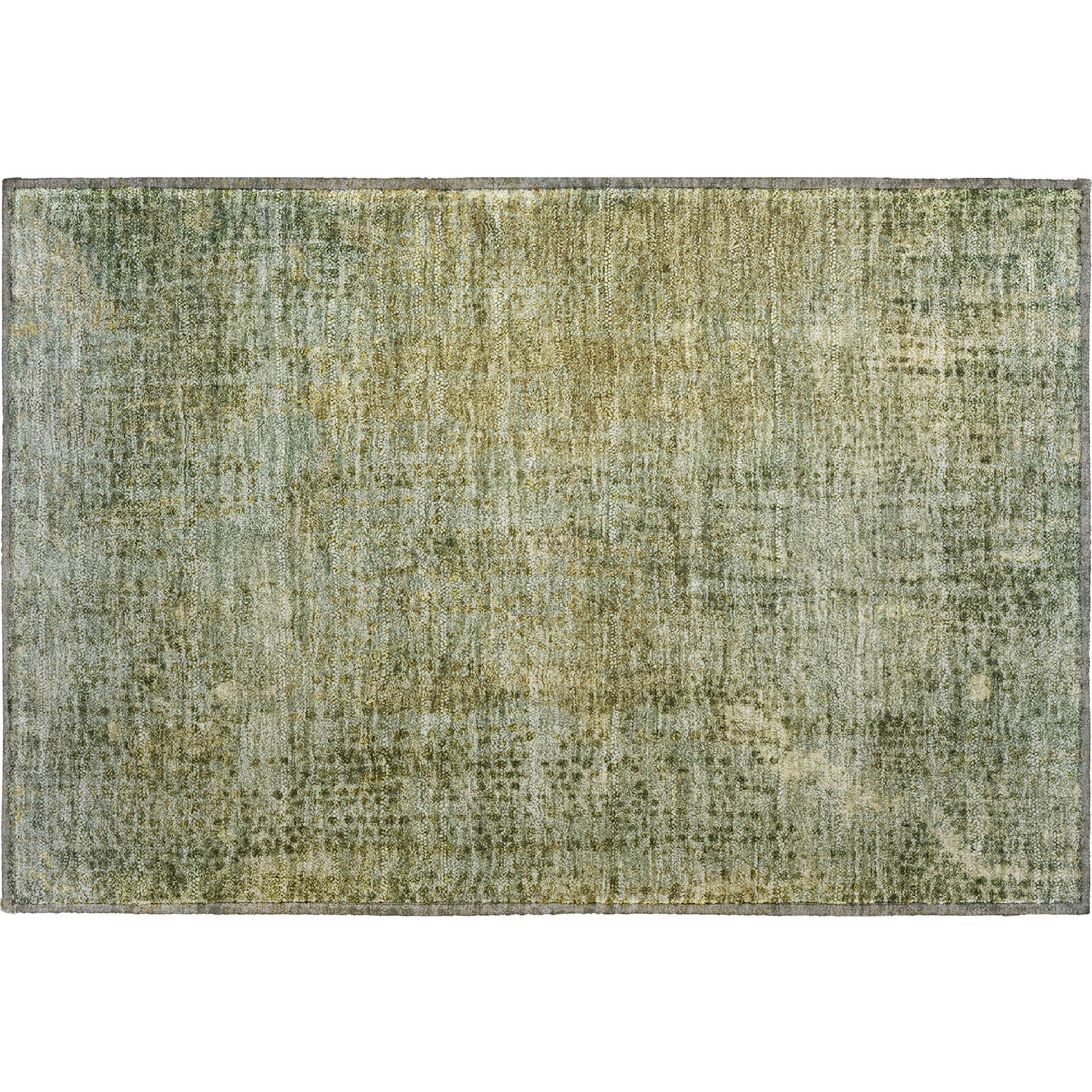 Prague Machine Washable Transitional Green Rug 1'8" x 2'6" #shape_Rectangle