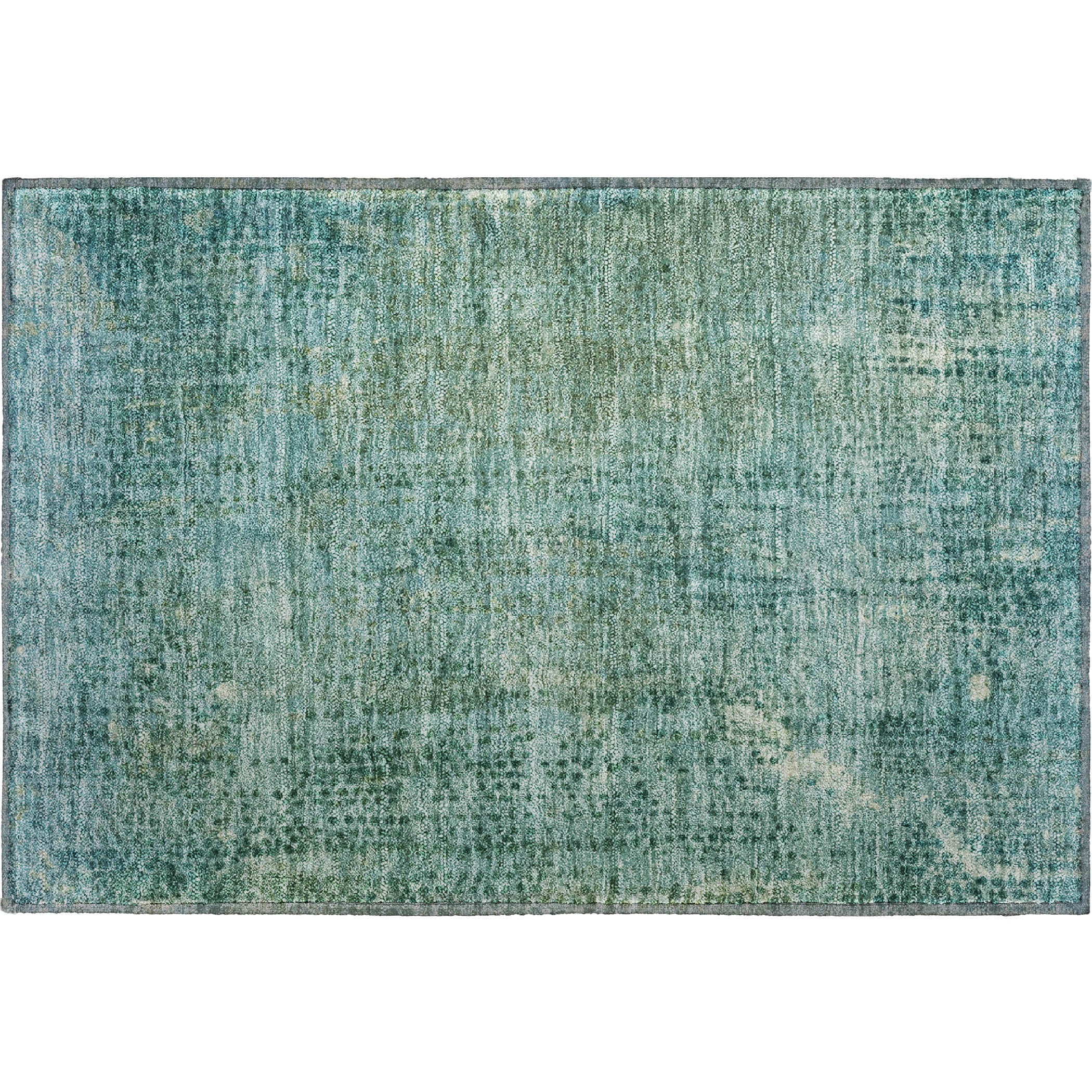 Prague Machine Washable Transitional Teal Rug 1'8" x 2'6" #shape_Rectangle