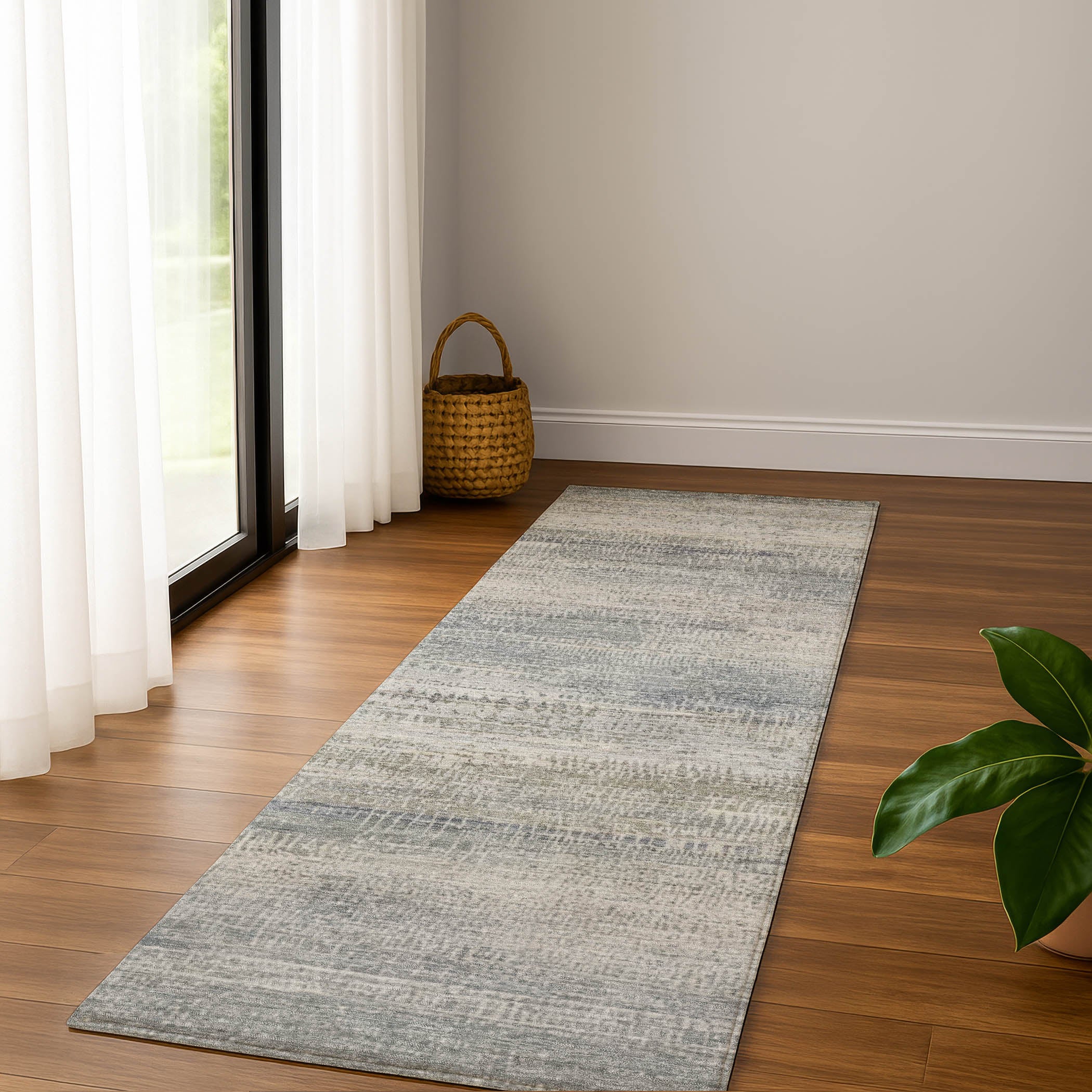 Siena Machine Washable Transitional Linen Ivory Rug 2'3" x 7'6" #shape_Runner