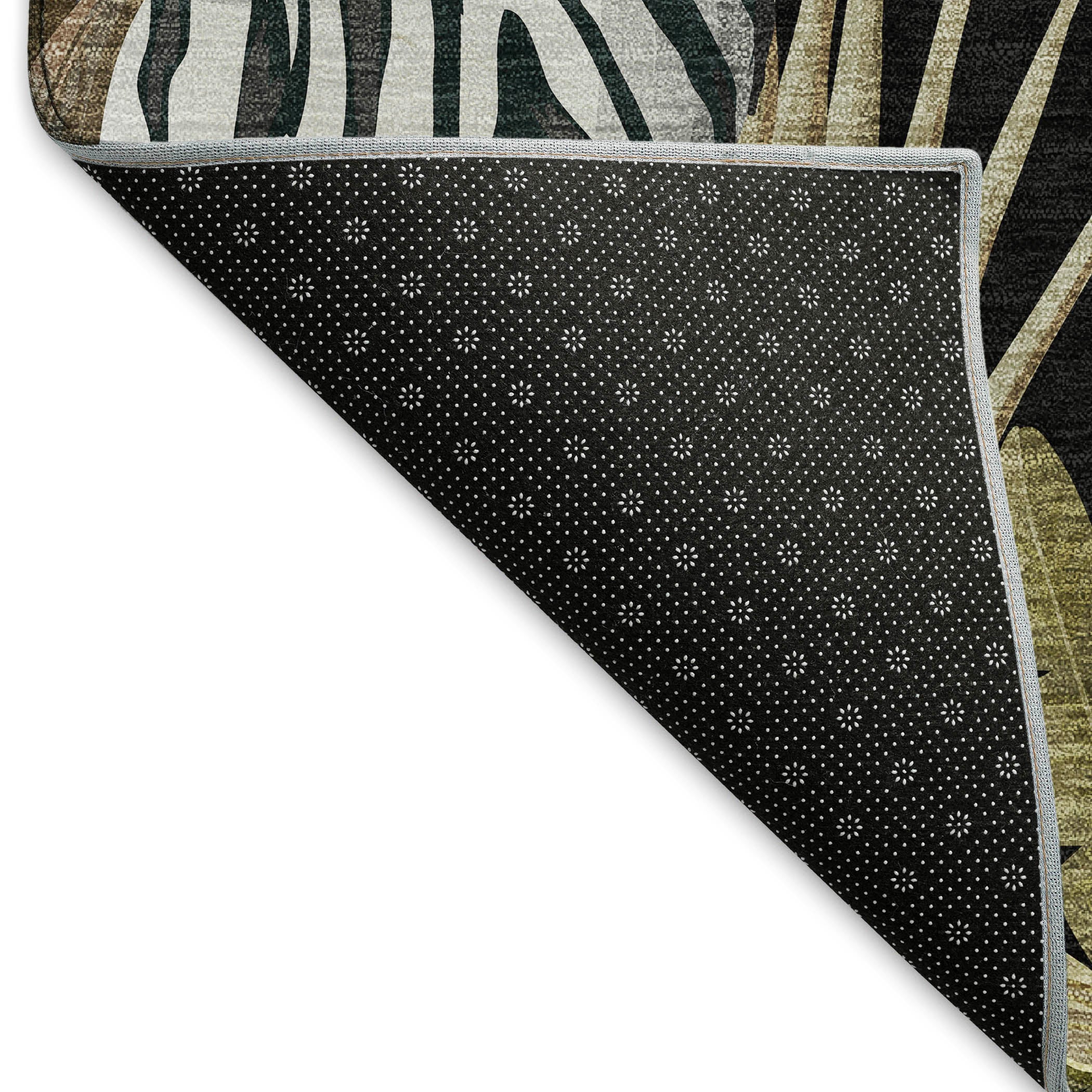 Ghent Machine Washable Tropical Midnight Black Rug 1'8" x 2'6" #shape_Rectangle