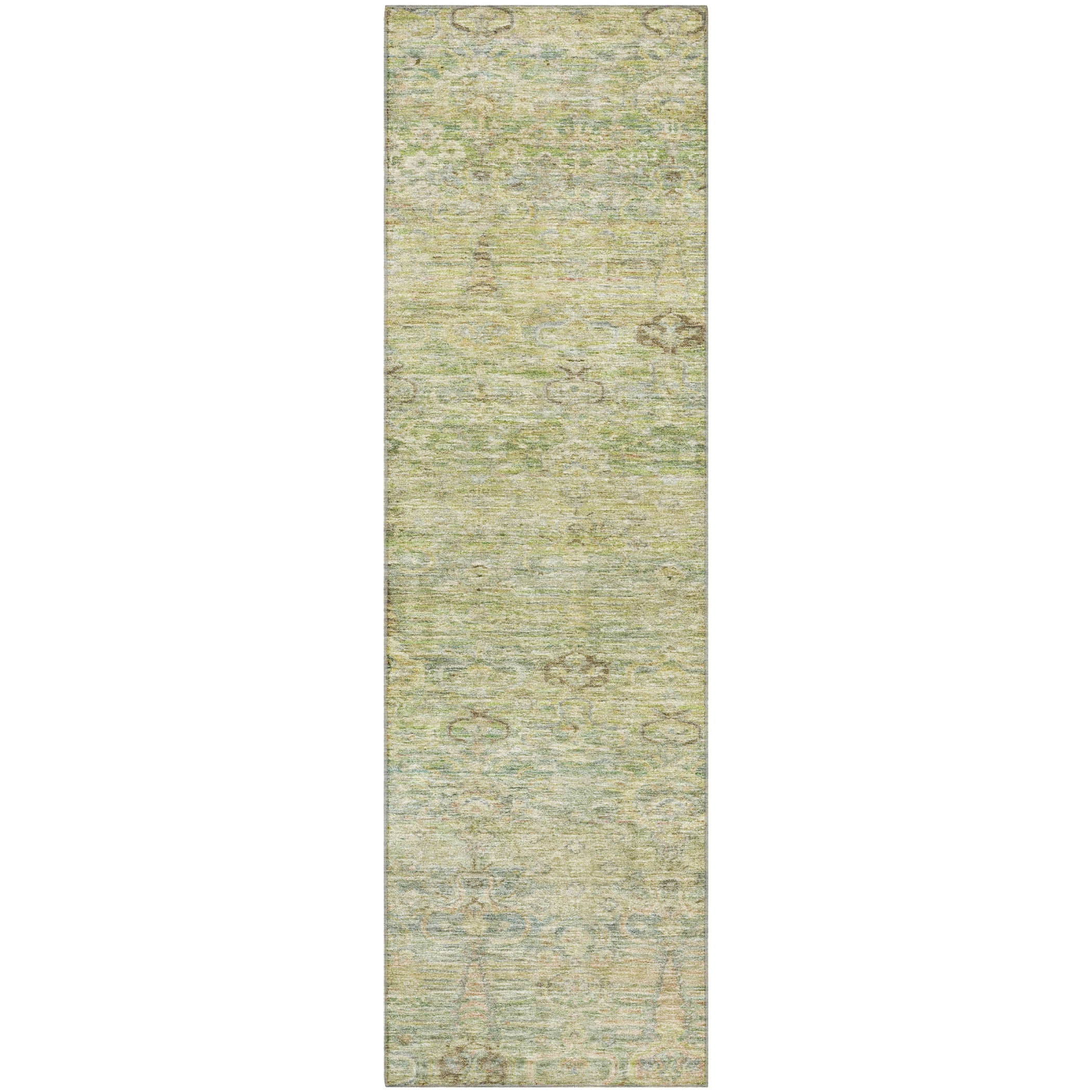 Salzburg Machine Washable Traditional Green Rug 2'3" x 7'6" #shape_Runner