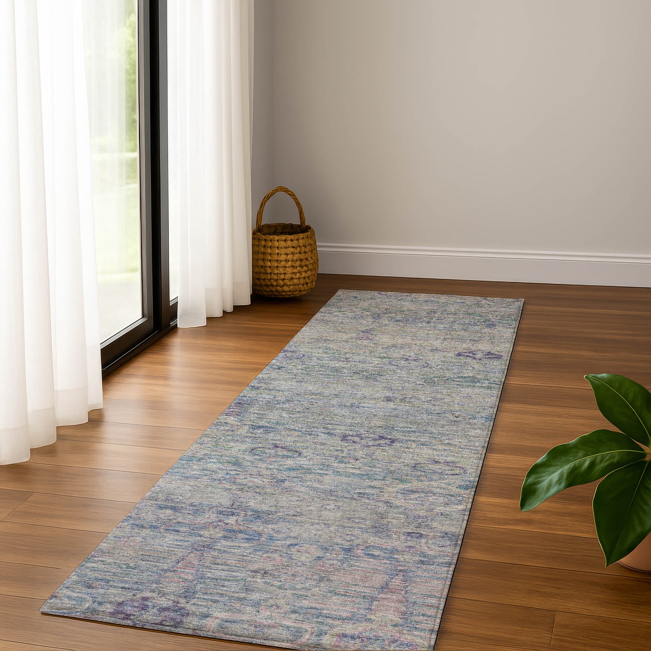 Salzburg Machine Washable Traditional Plum Purple Rug 2'3" x 7'6" #shape_Runner