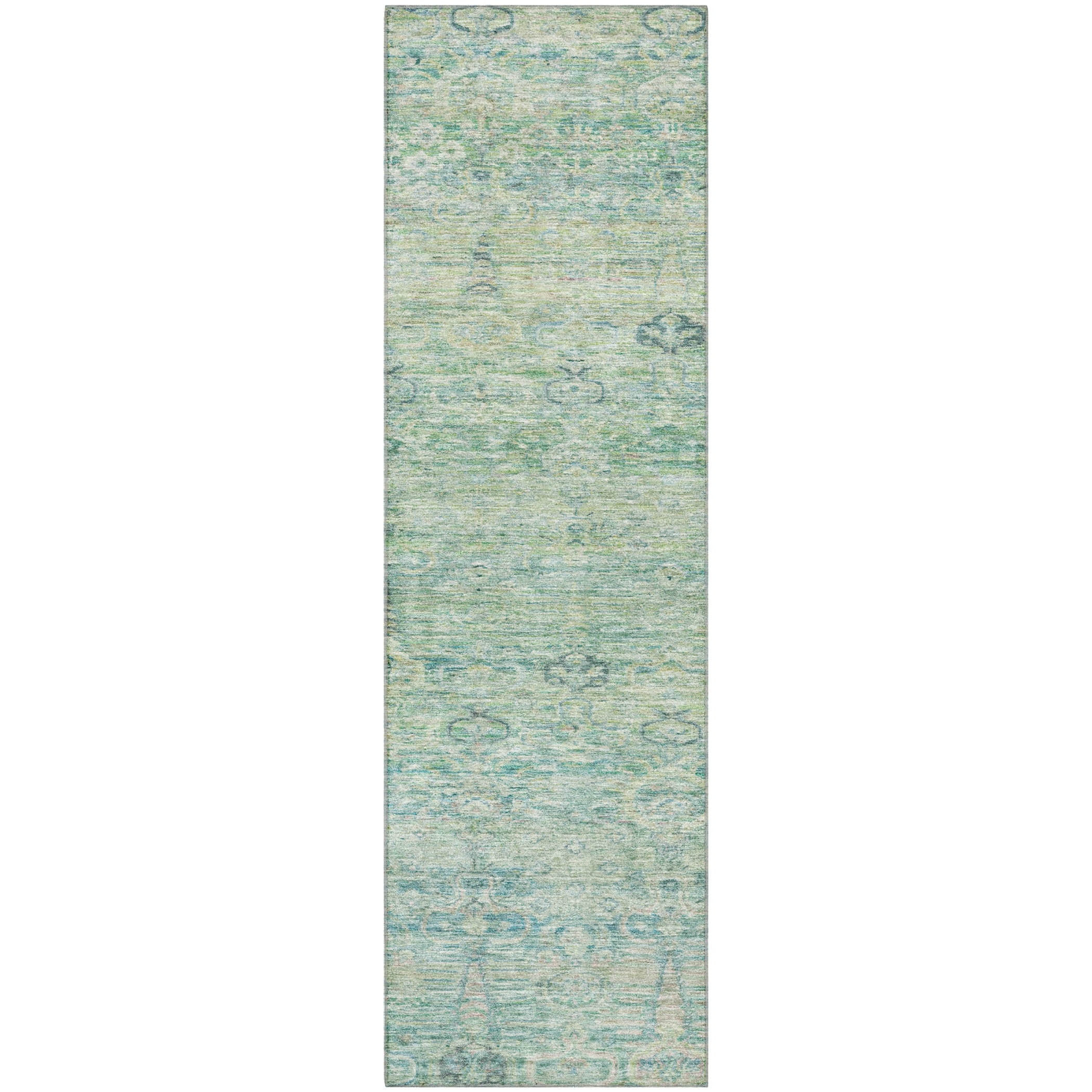 Salzburg Machine Washable Traditional Teal Rug 2'3" x 7'6" #shape_Runner